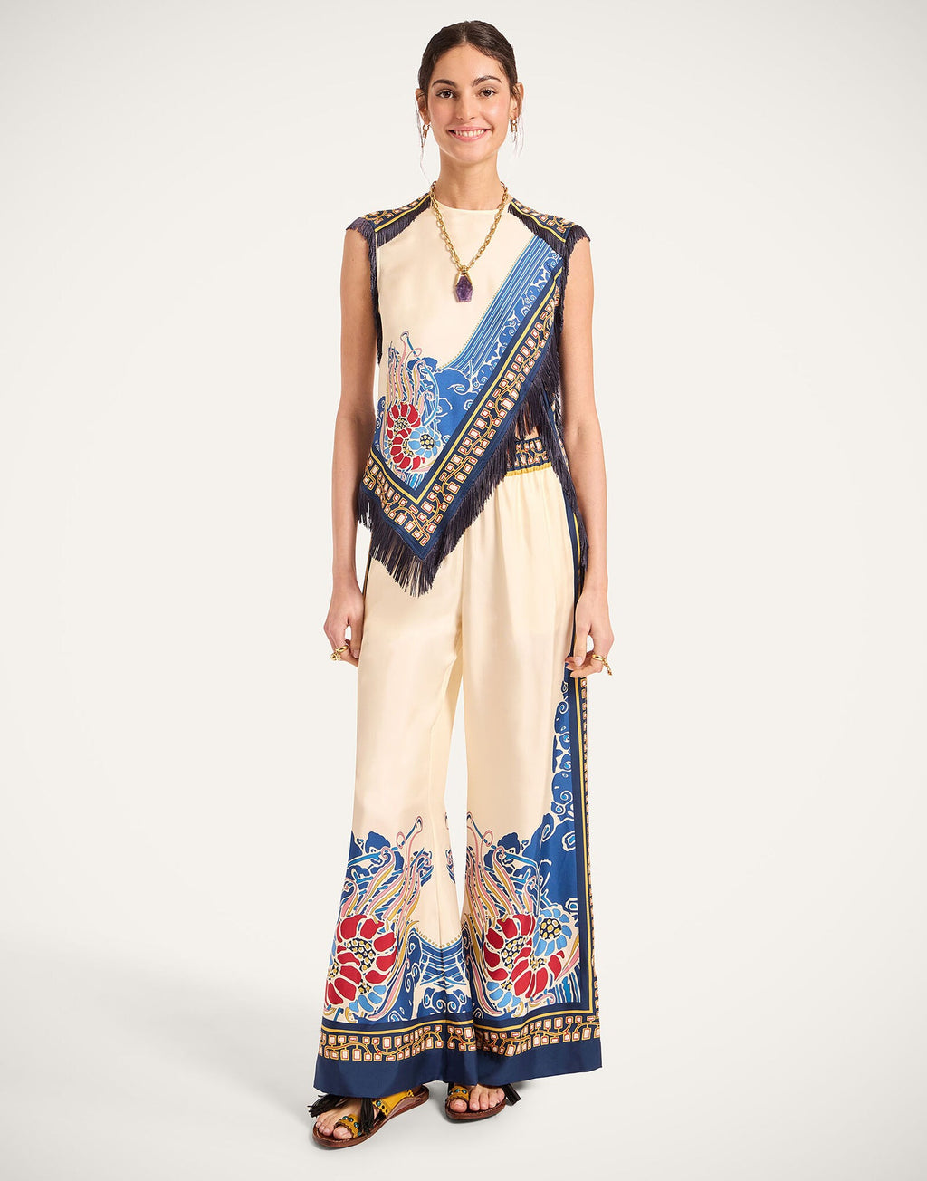 Bohemian Fringe Print Two-Piece Set
