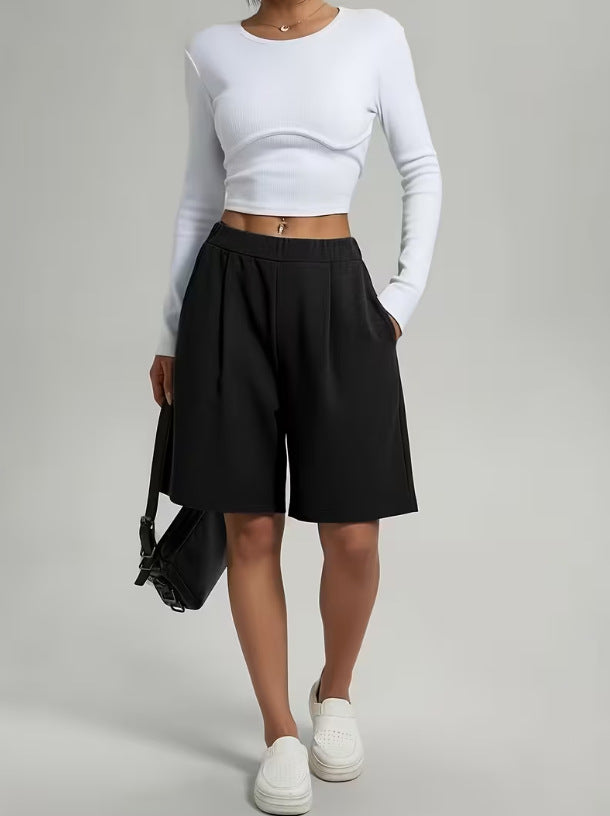 Womens Pants Womens Shorts Casual Loose Solid Color