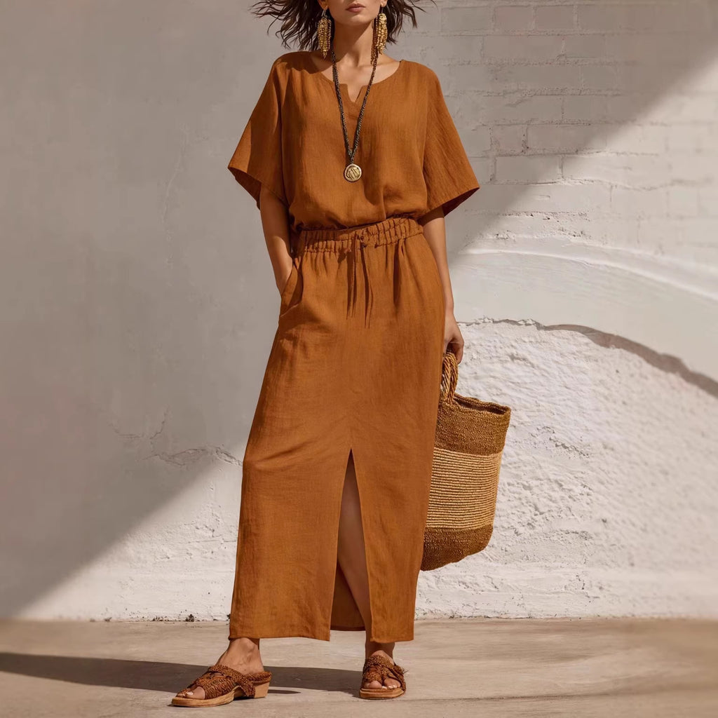 Women's Batwing-sleeve Top And Pencil Skirt Set
