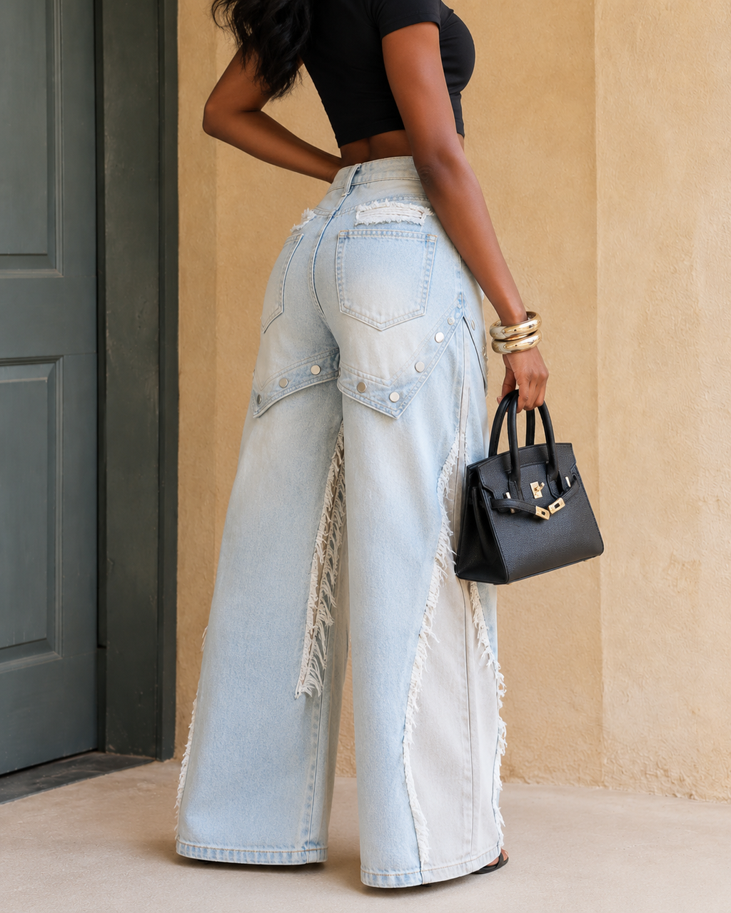 Distressed Wide-Leg Statement Jeans