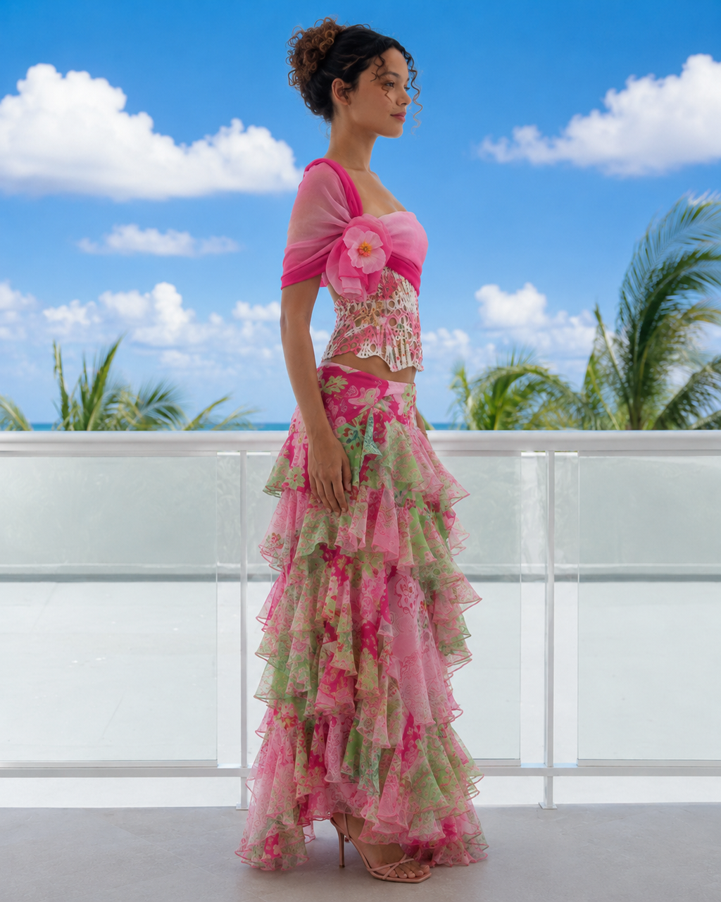 Tropical Blossom Ruffle Two-Piece Set