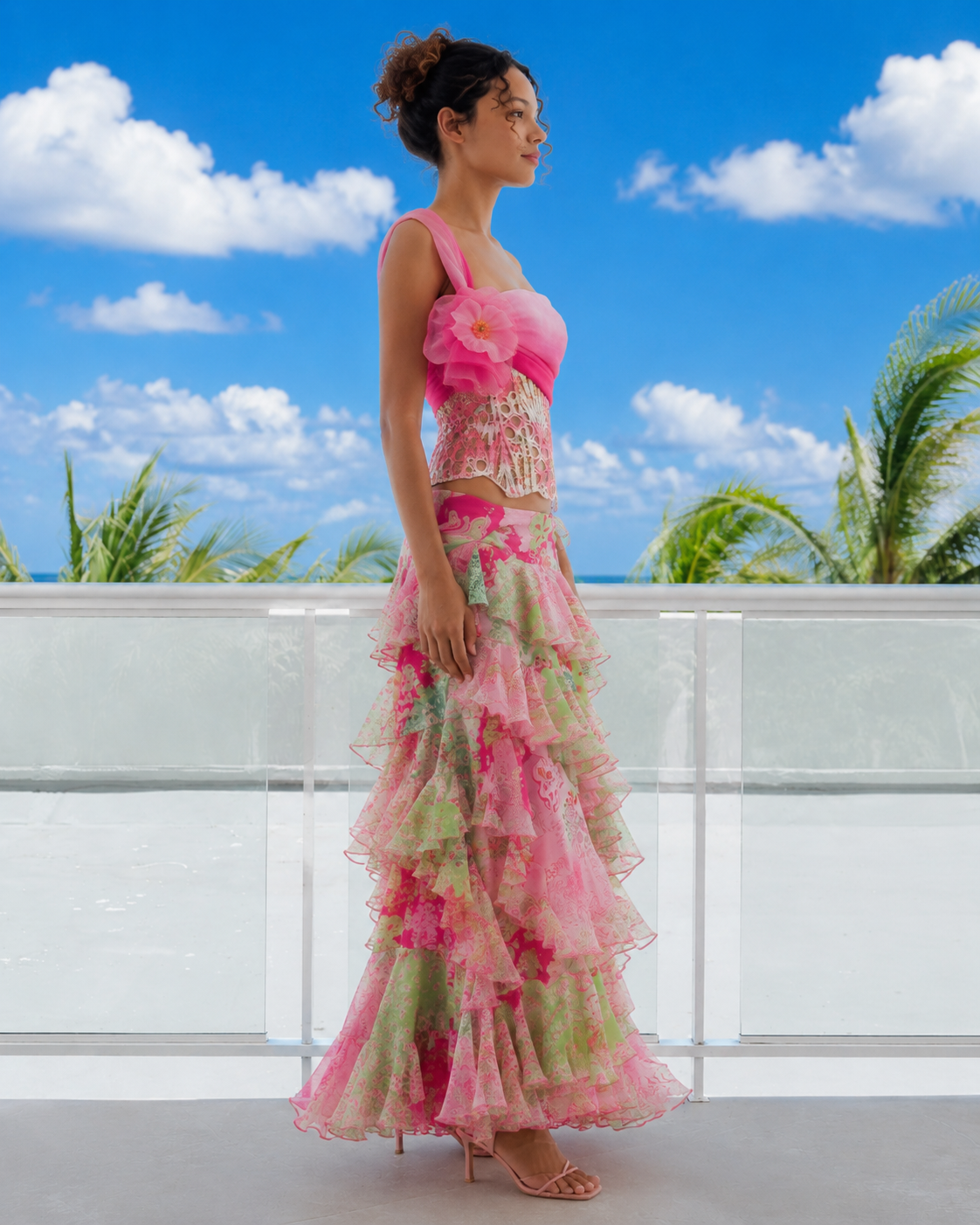 Tropical Blossom Ruffle Two-Piece Set