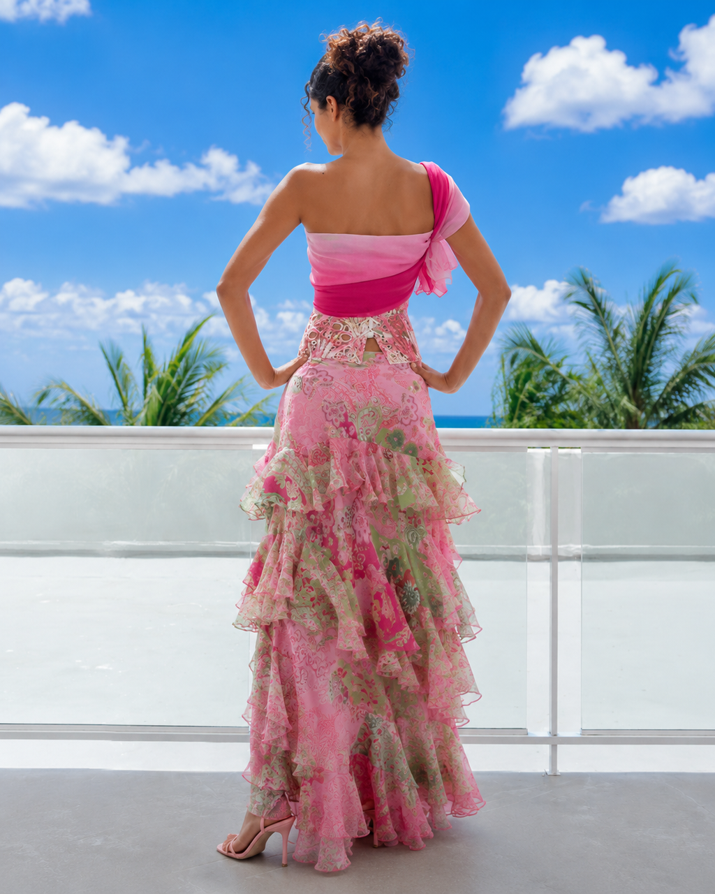 Tropical Blossom Ruffle Two-Piece Set