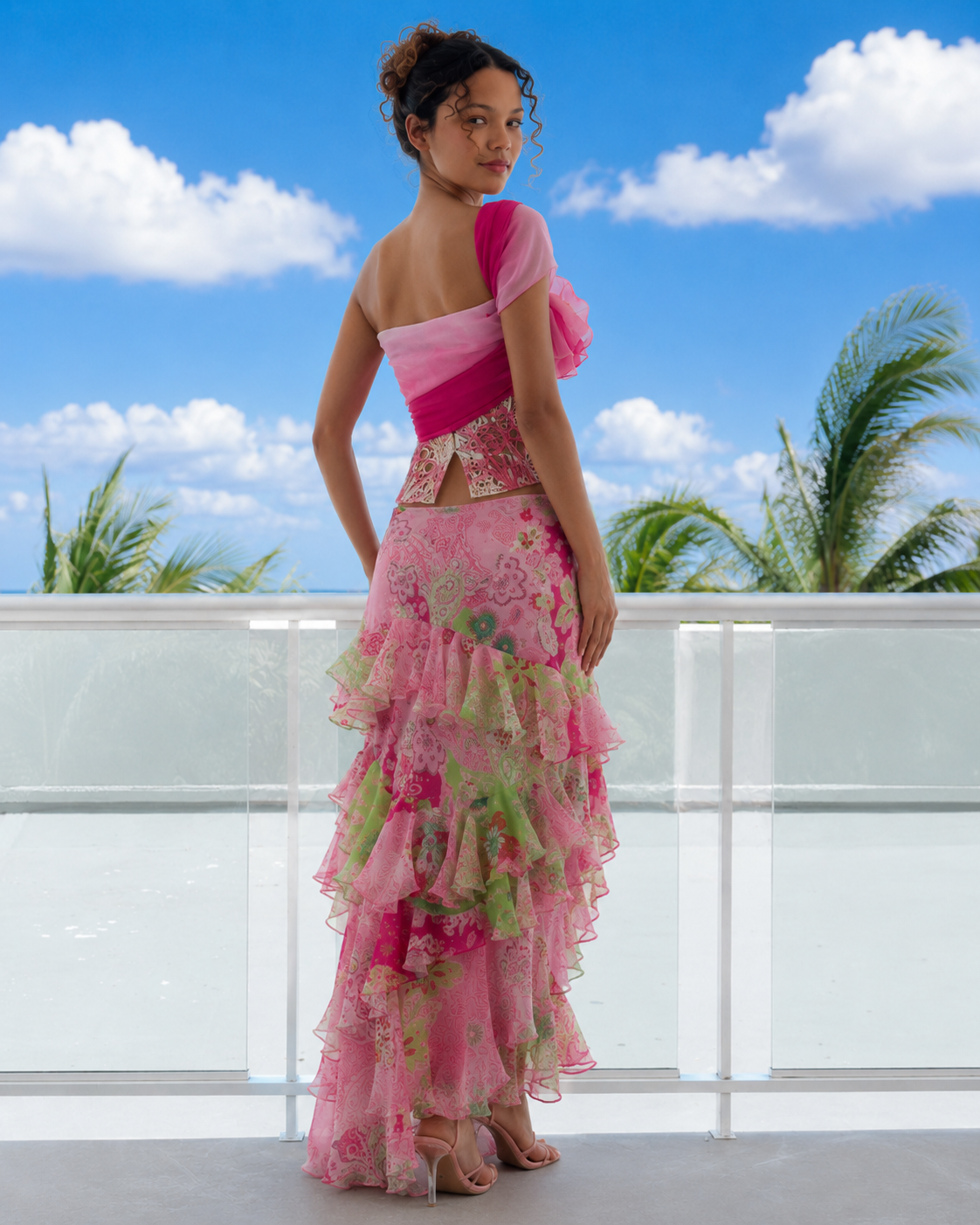 Tropical Blossom Ruffle Two-Piece Set