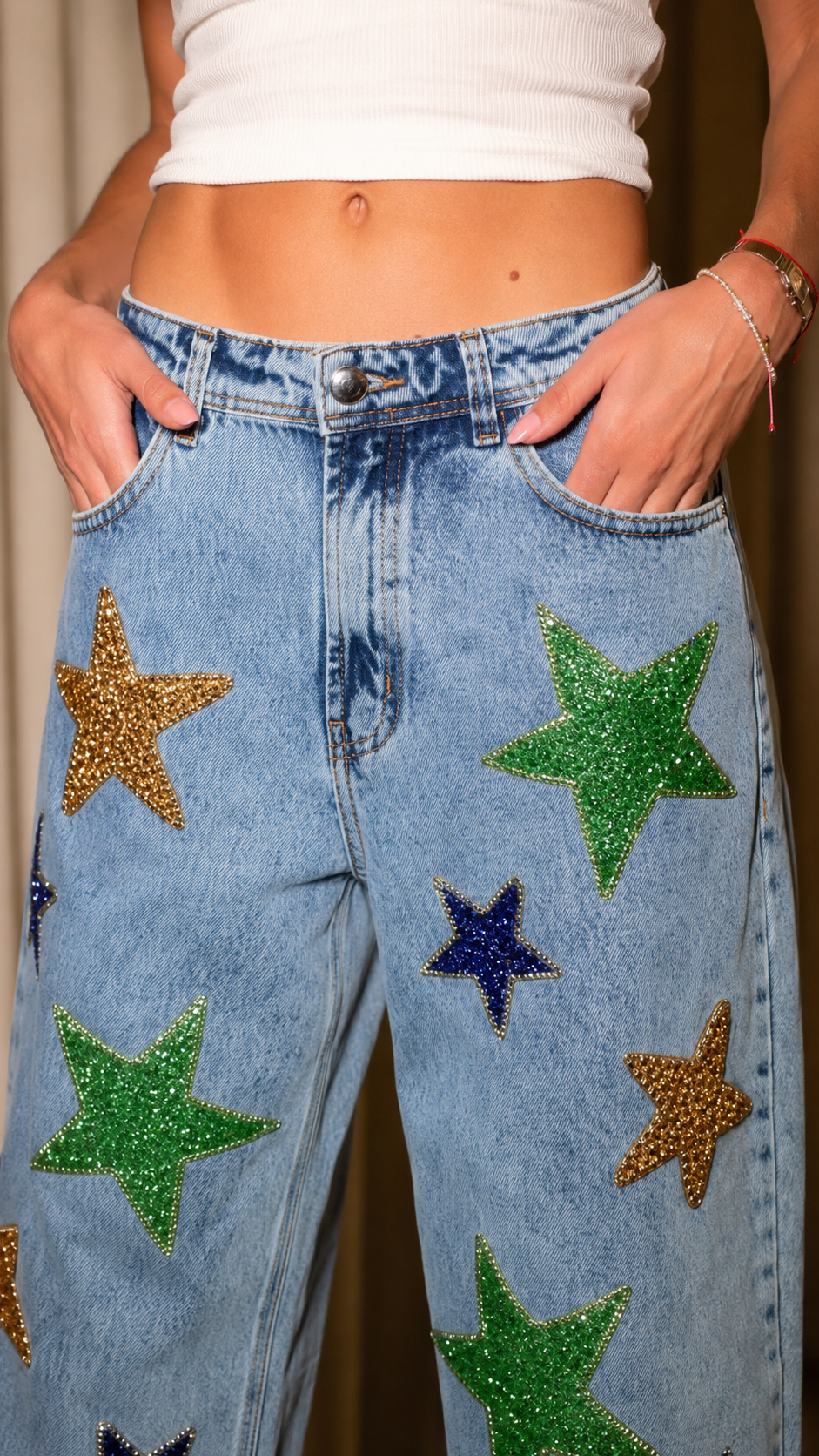 Sparkling Star Wide-Leg Jeans