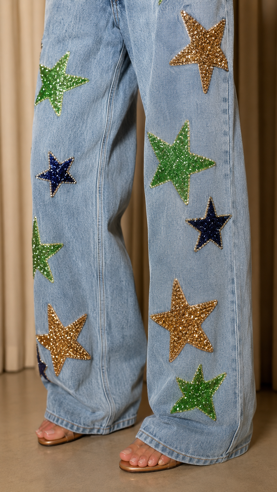 Sparkling Star Wide-Leg Jeans