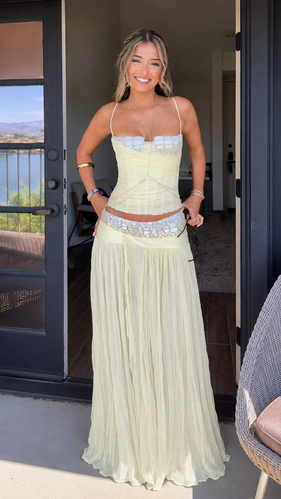 Dreamy Butter Yellow Corset Two-Piece Set