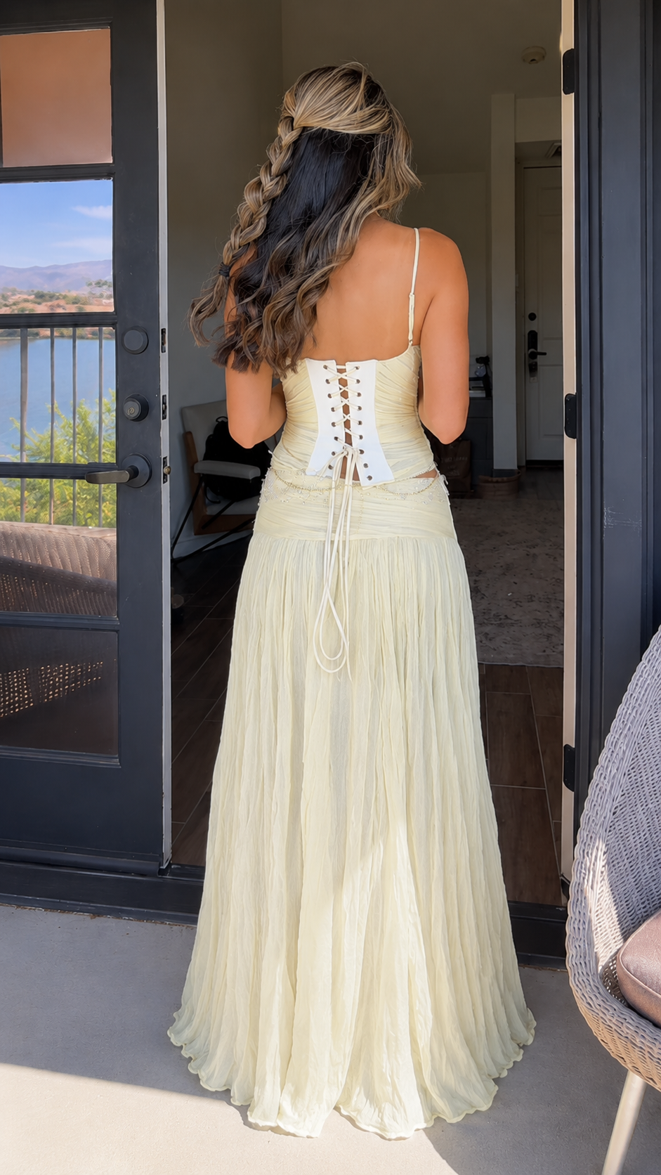 Dreamy Butter Yellow Corset Two-Piece Set