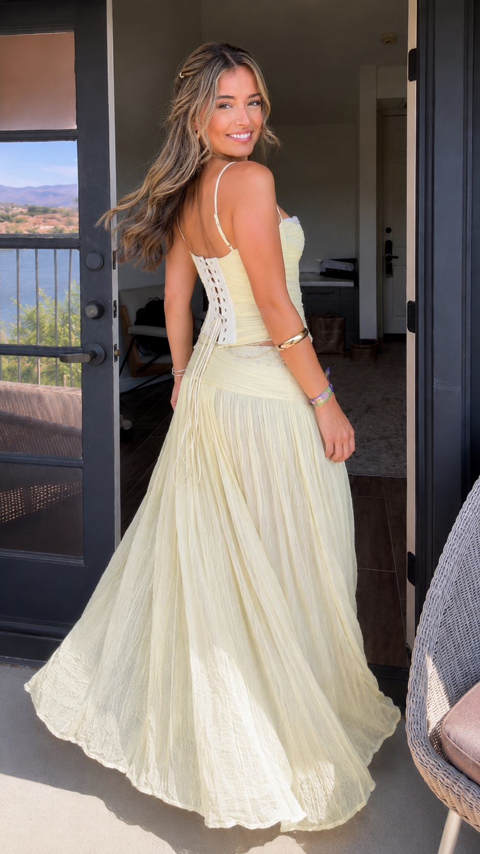 Dreamy Butter Yellow Corset Two-Piece Set