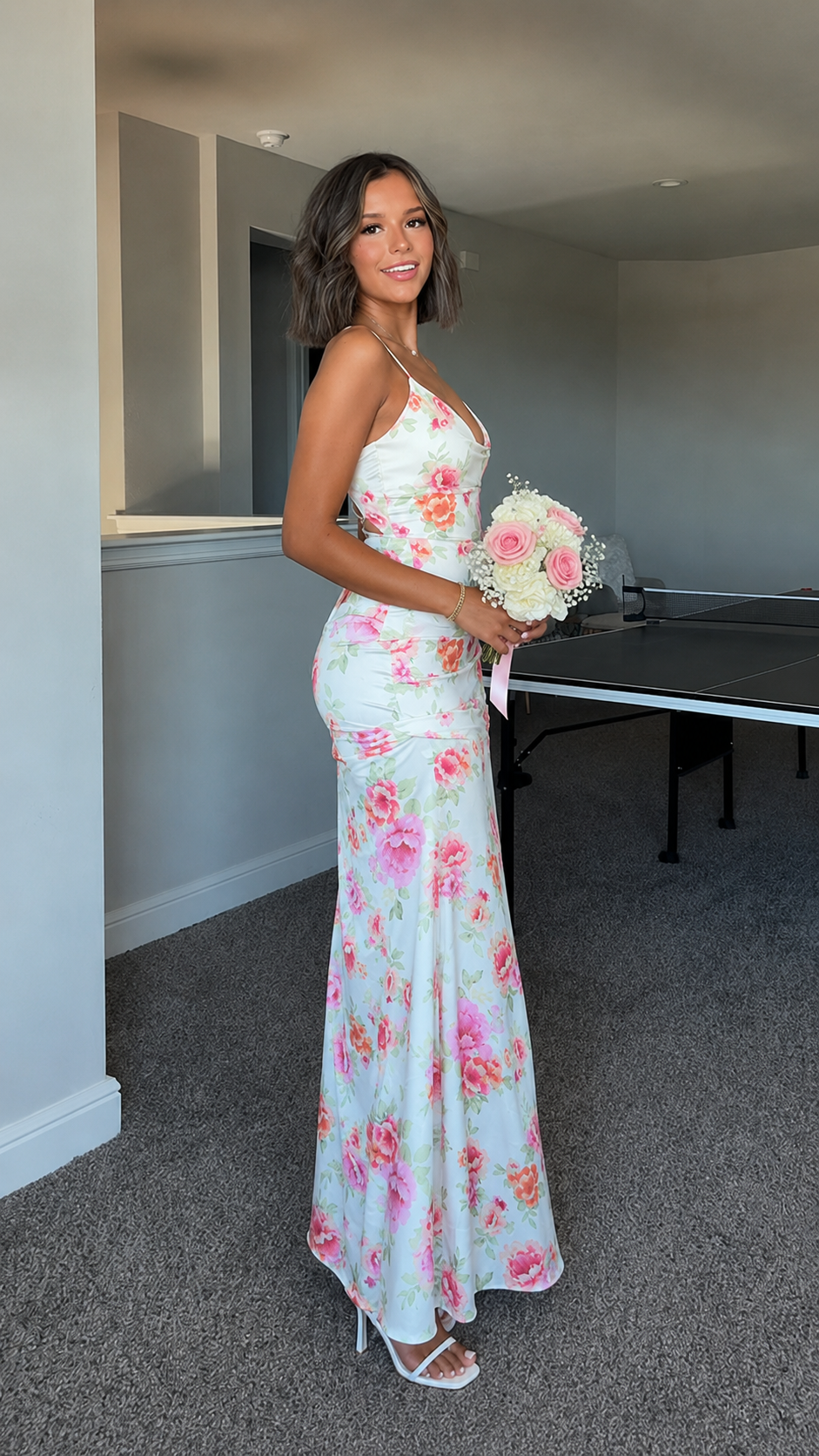 Blooming Romance Floral Cowl Maxi Dress