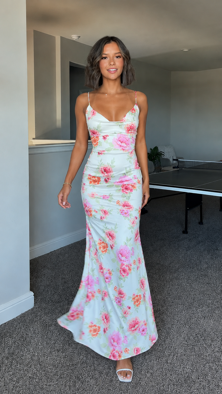 Blooming Romance Floral Cowl Maxi Dress