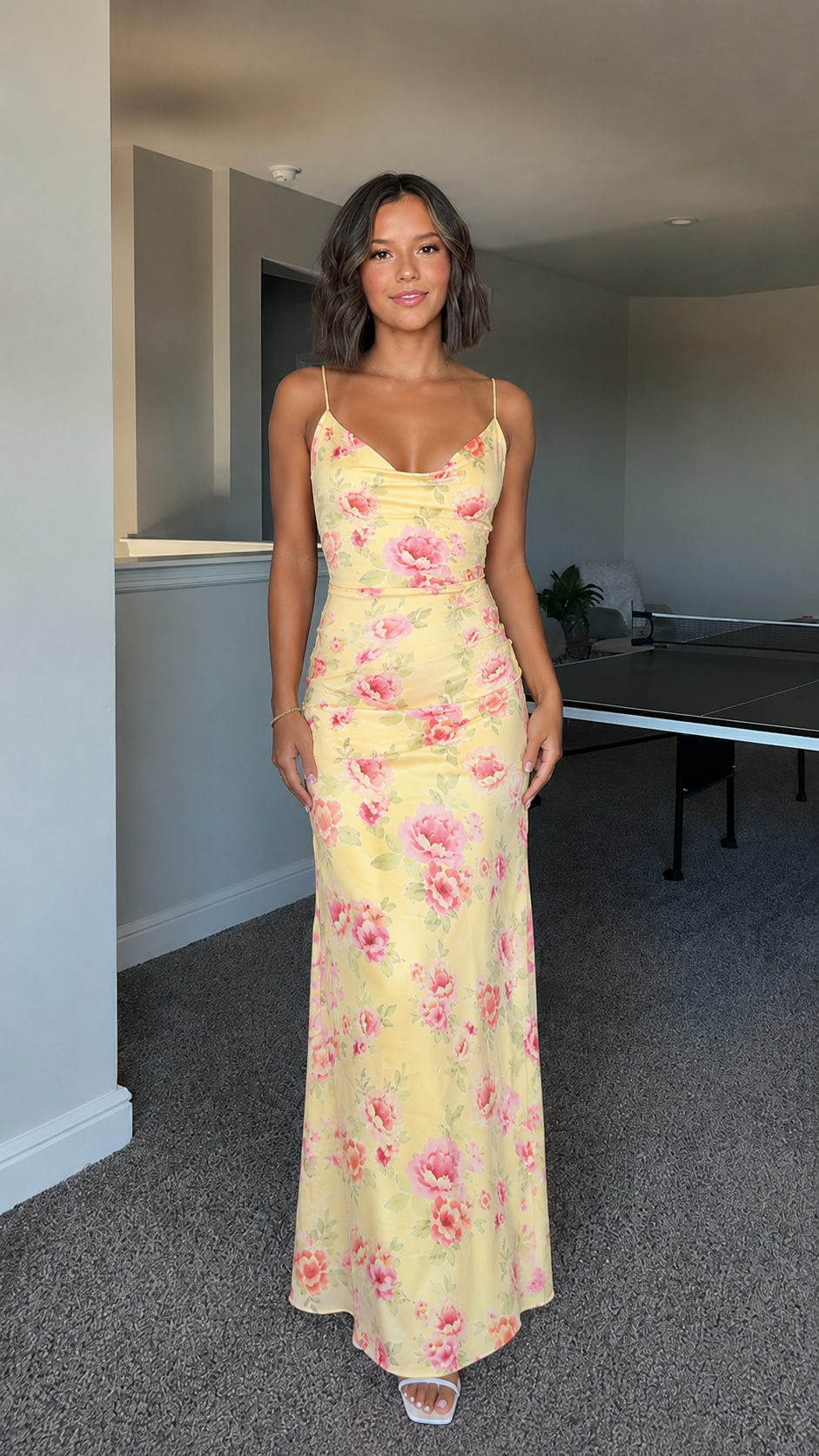 Blooming Romance Floral Cowl Maxi Dress