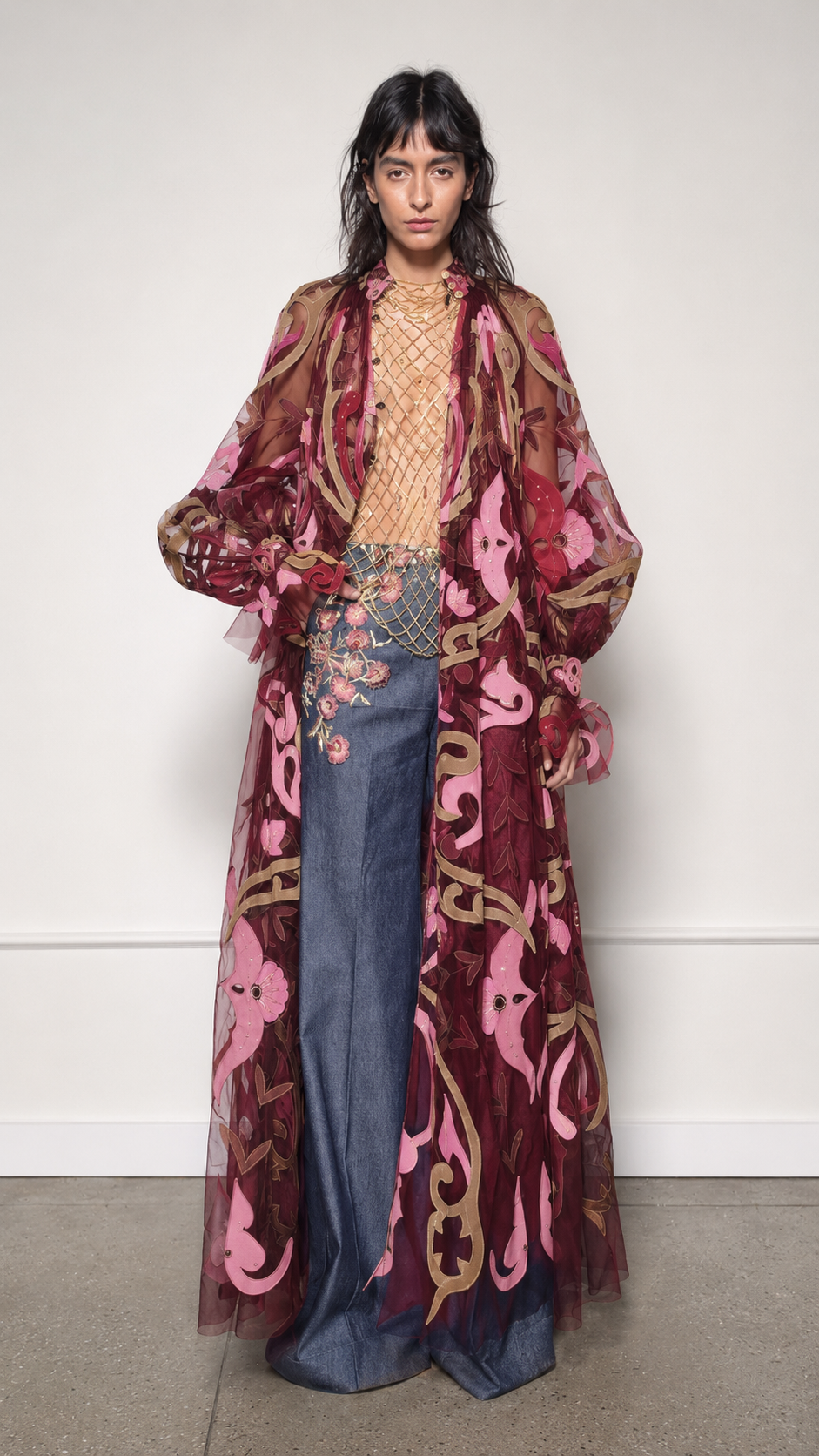 Vibrant Psychedelic Floral Sheer Maxi Duster