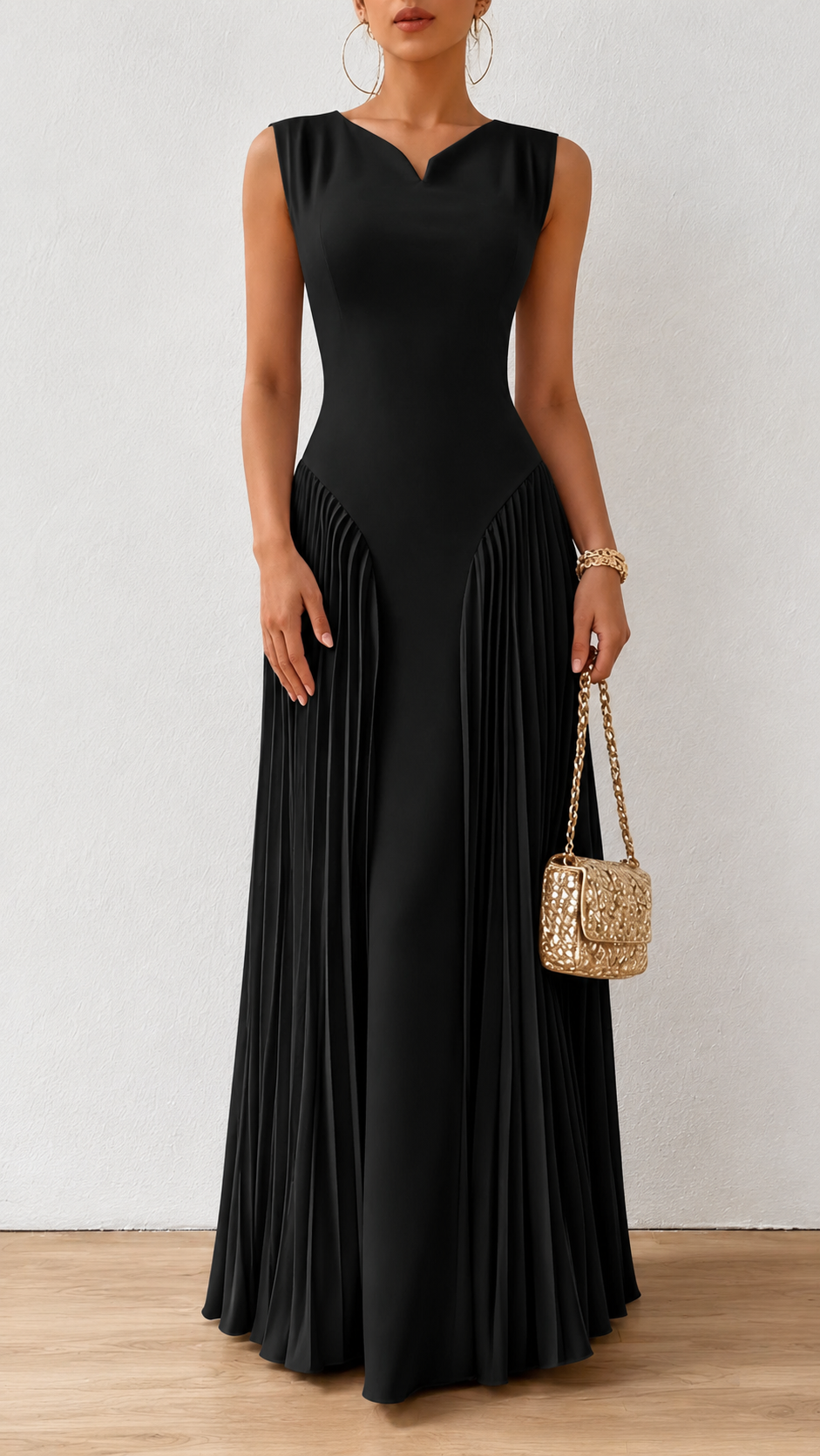 Elegant Pleated Maxi Dress