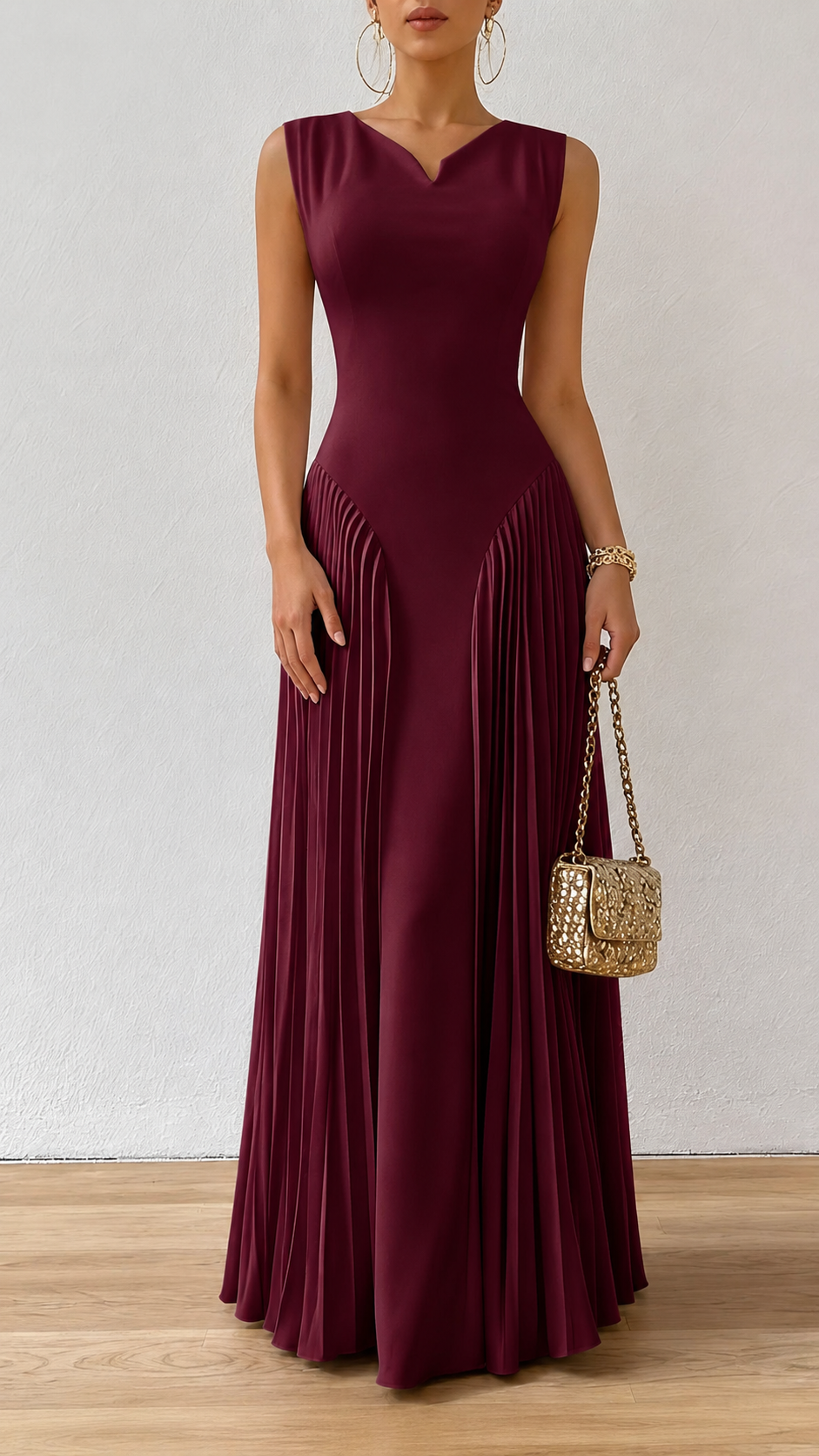Elegant Pleated Maxi Dress