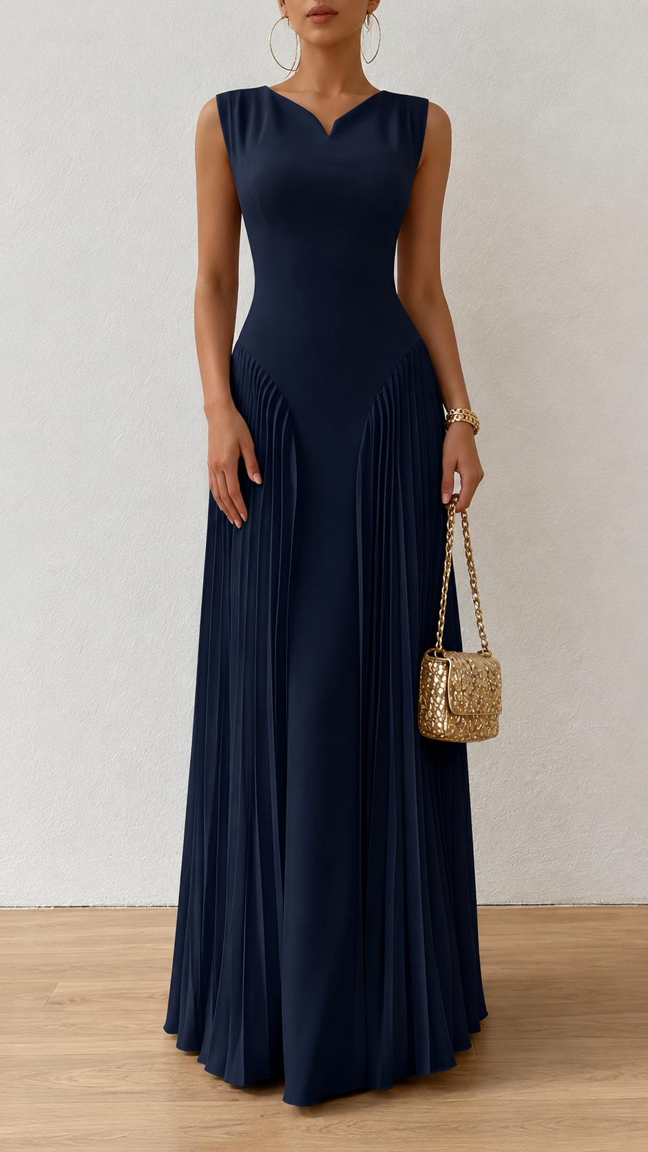 Elegant Pleated Maxi Dress