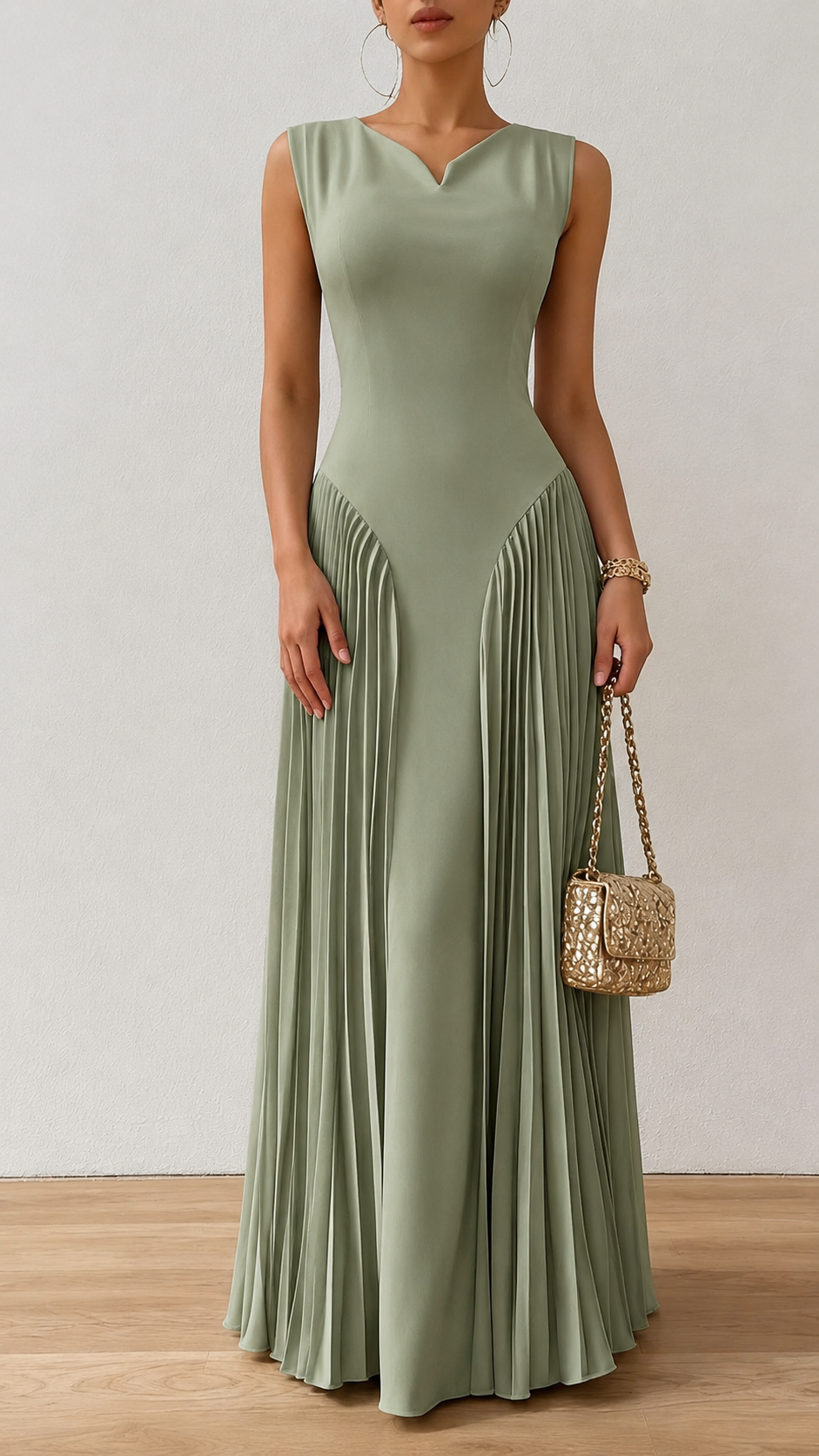 Elegant Pleated Maxi Dress