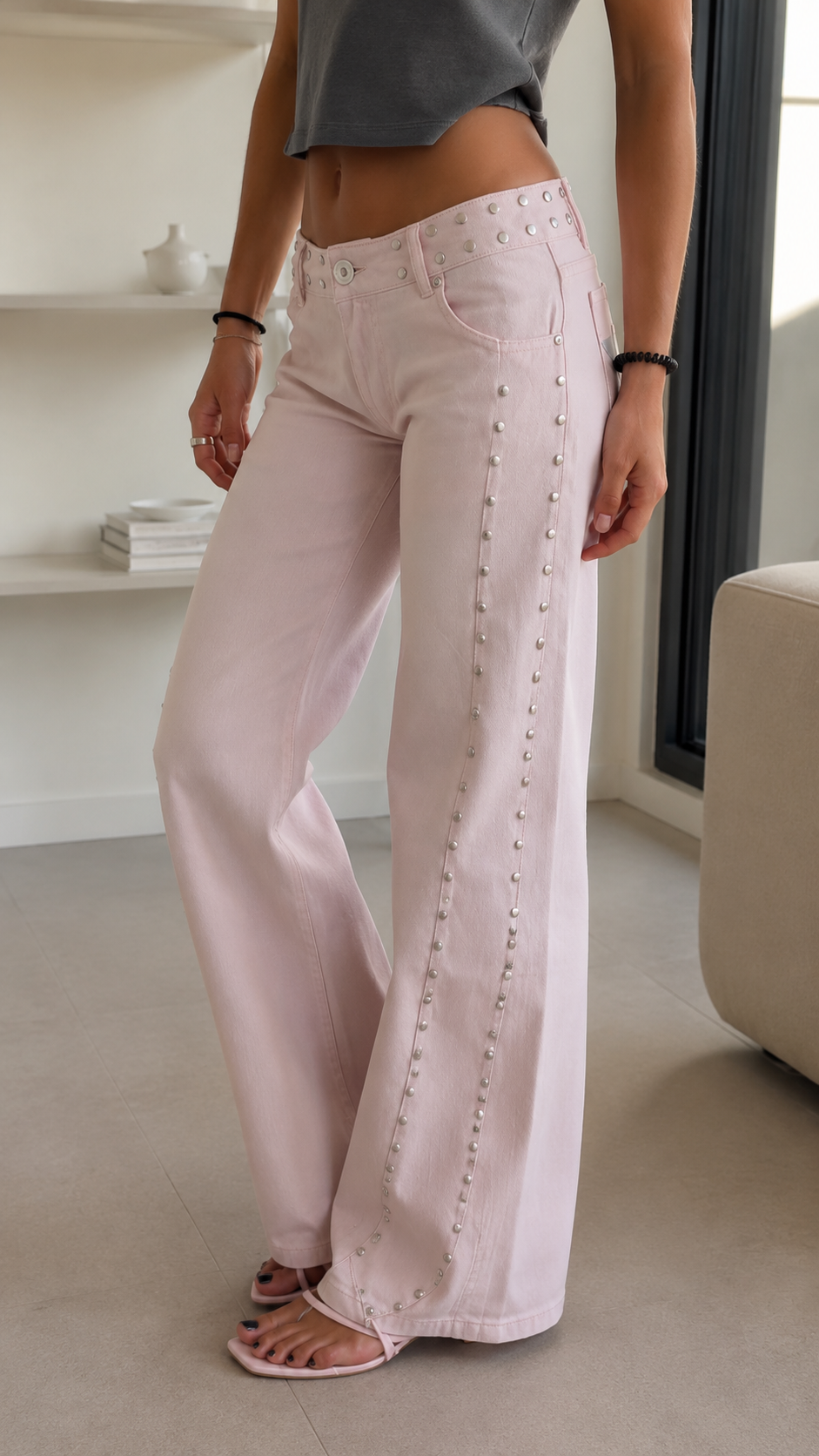 Star Studded Wide-Leg Jeans
