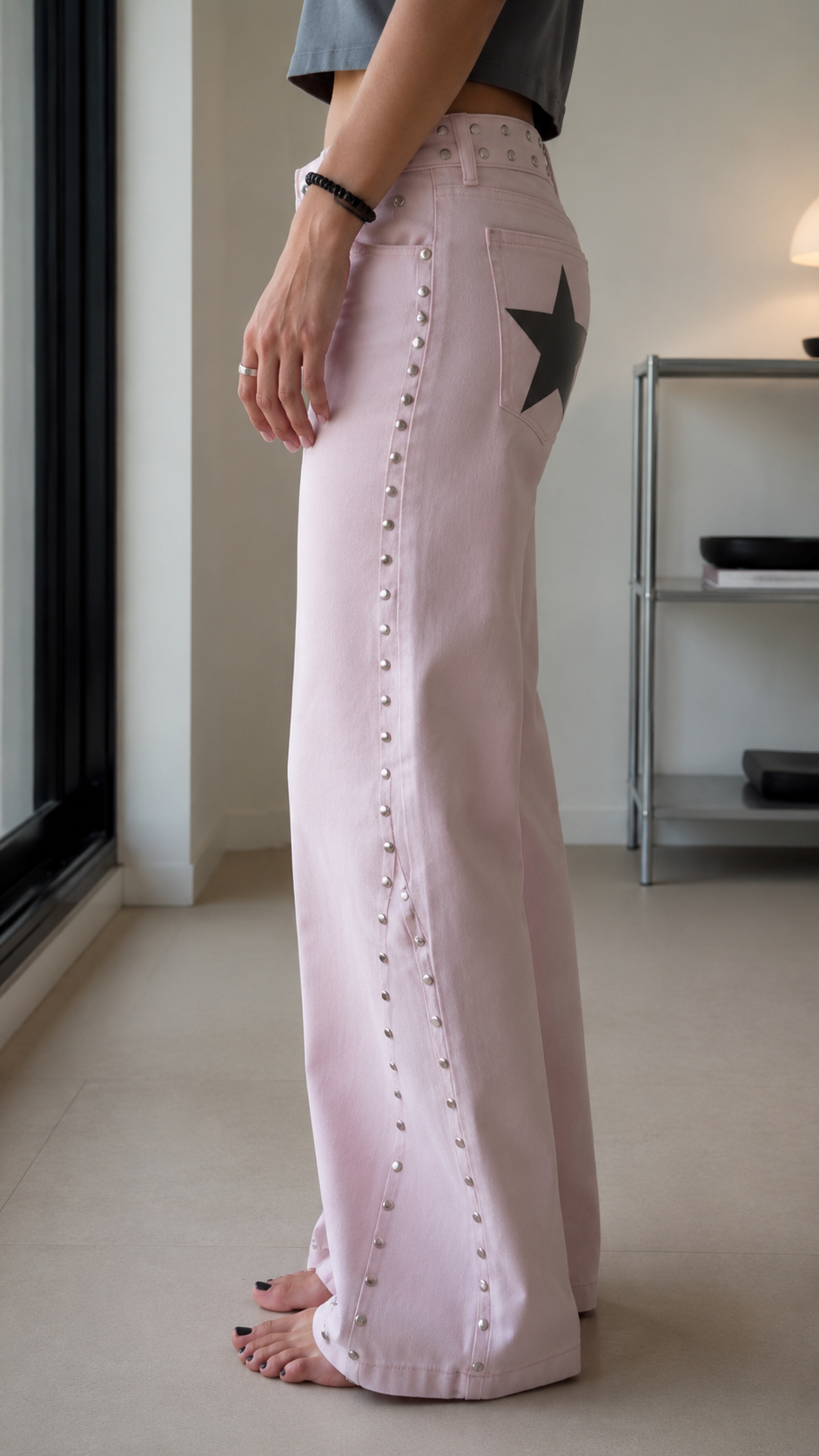 Star Studded Wide-Leg Jeans
