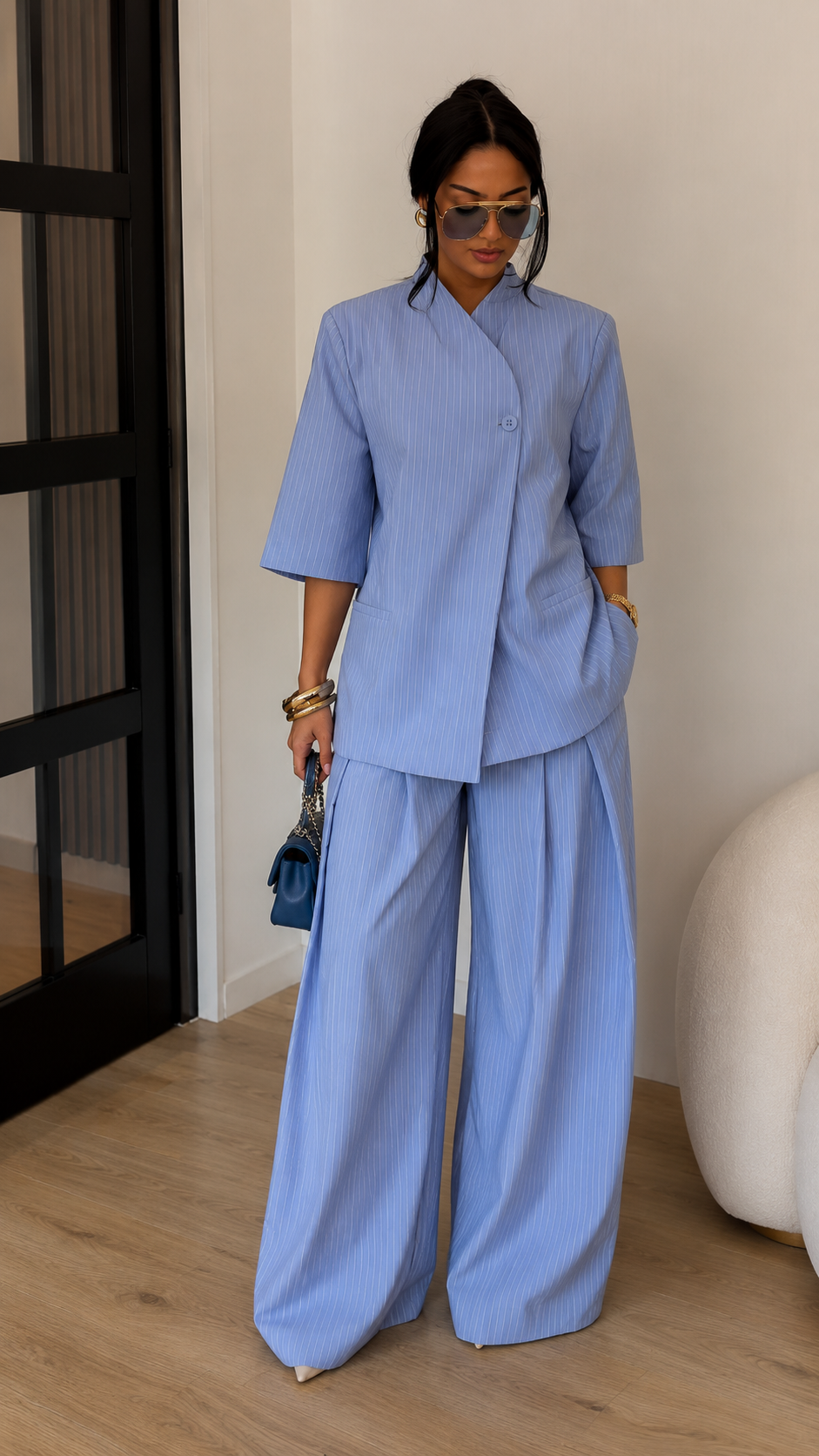 Chic Pinstripe Two-Piece Set