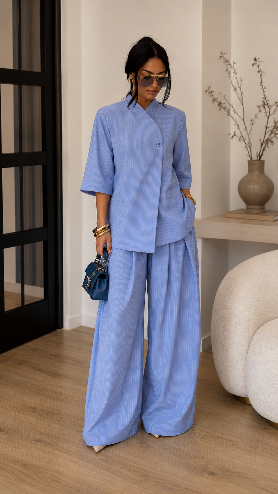 Chic Pinstripe Two-Piece Set