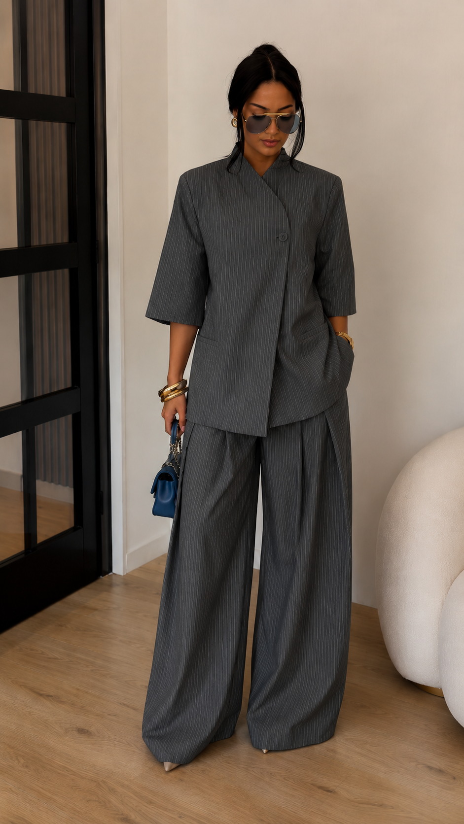 Chic Pinstripe Two-Piece Set