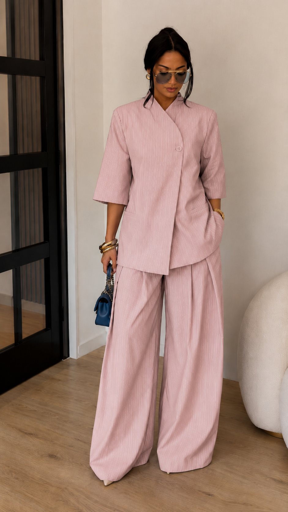 Chic Pinstripe Two-Piece Set