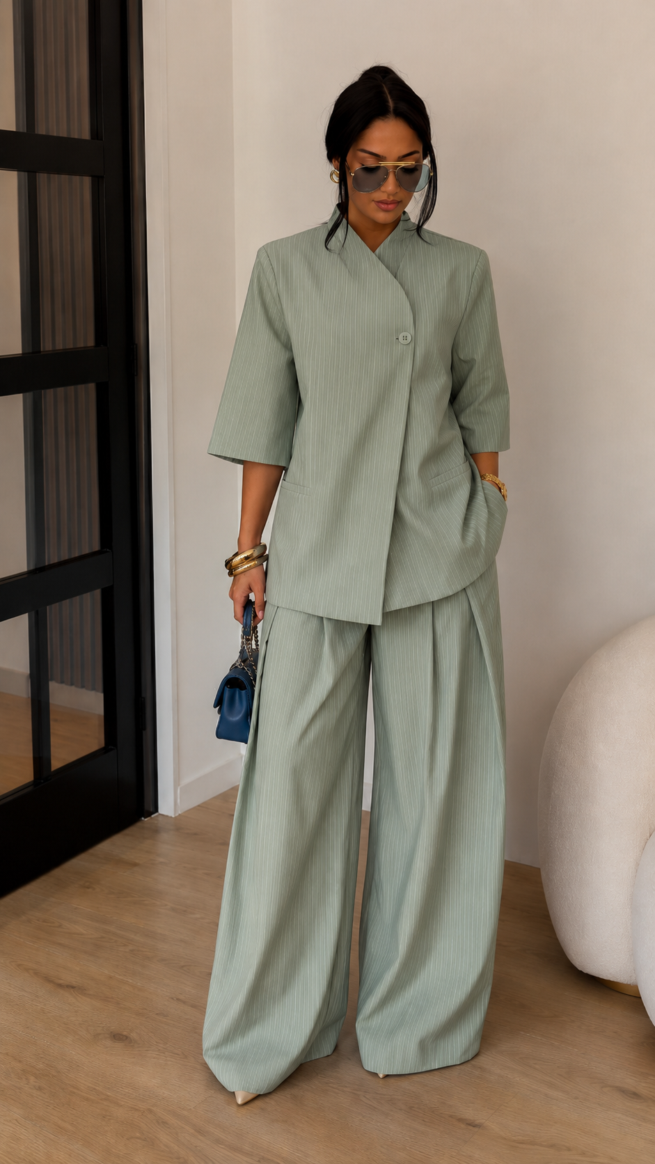 Chic Pinstripe Two-Piece Set