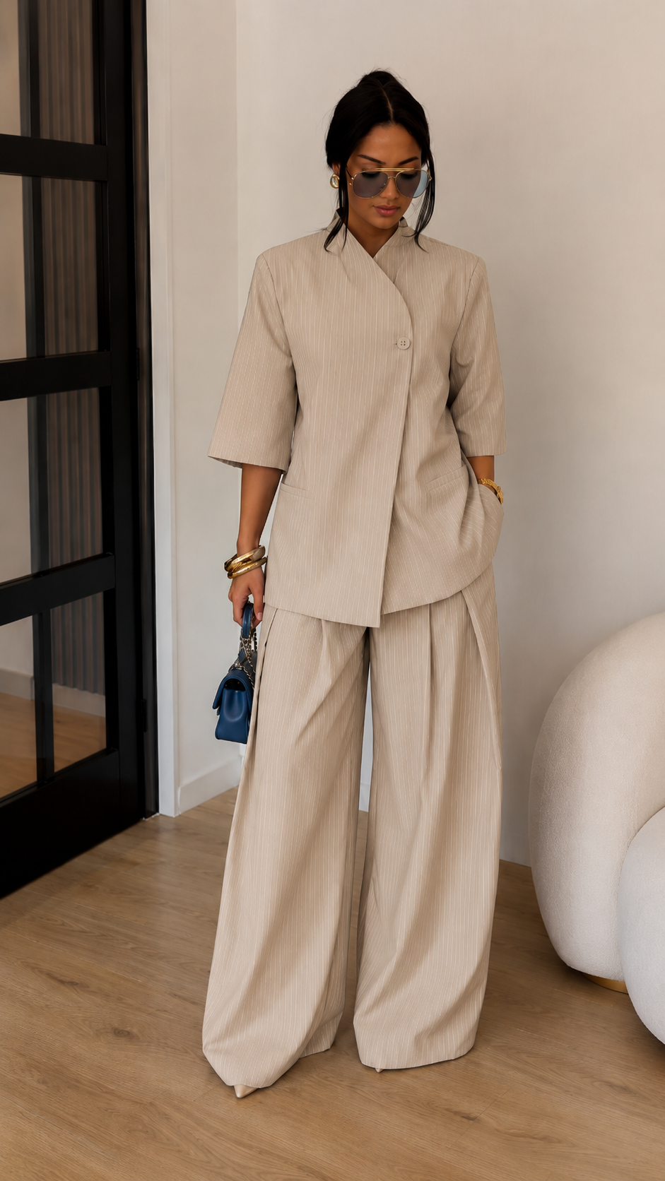 Chic Pinstripe Two-Piece Set