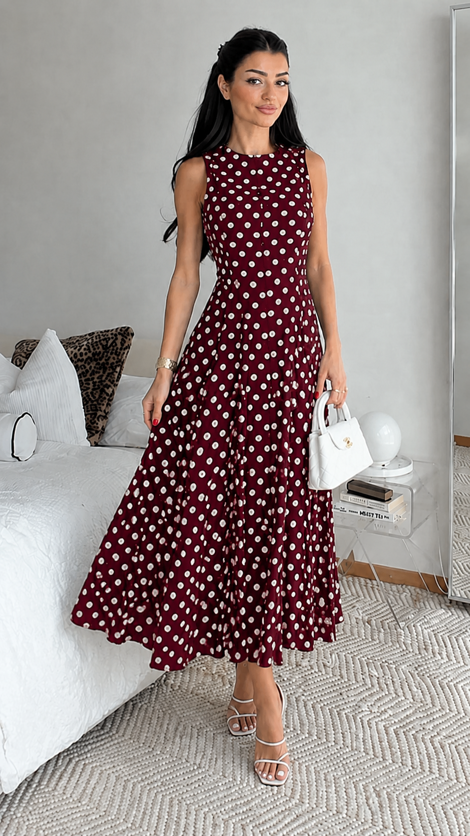 Classic Polka Dot Midi Dress
