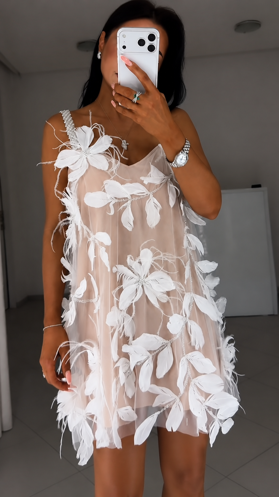 Ethereal Floral Tulle Mini Dress