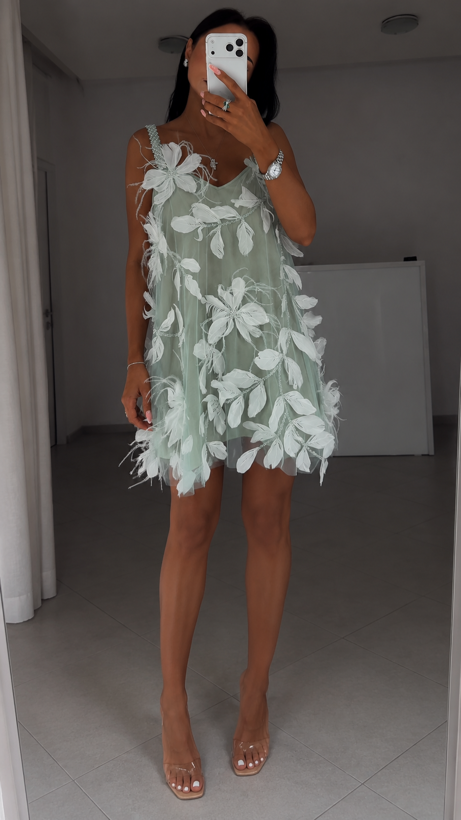 Ethereal Floral Tulle Mini Dress