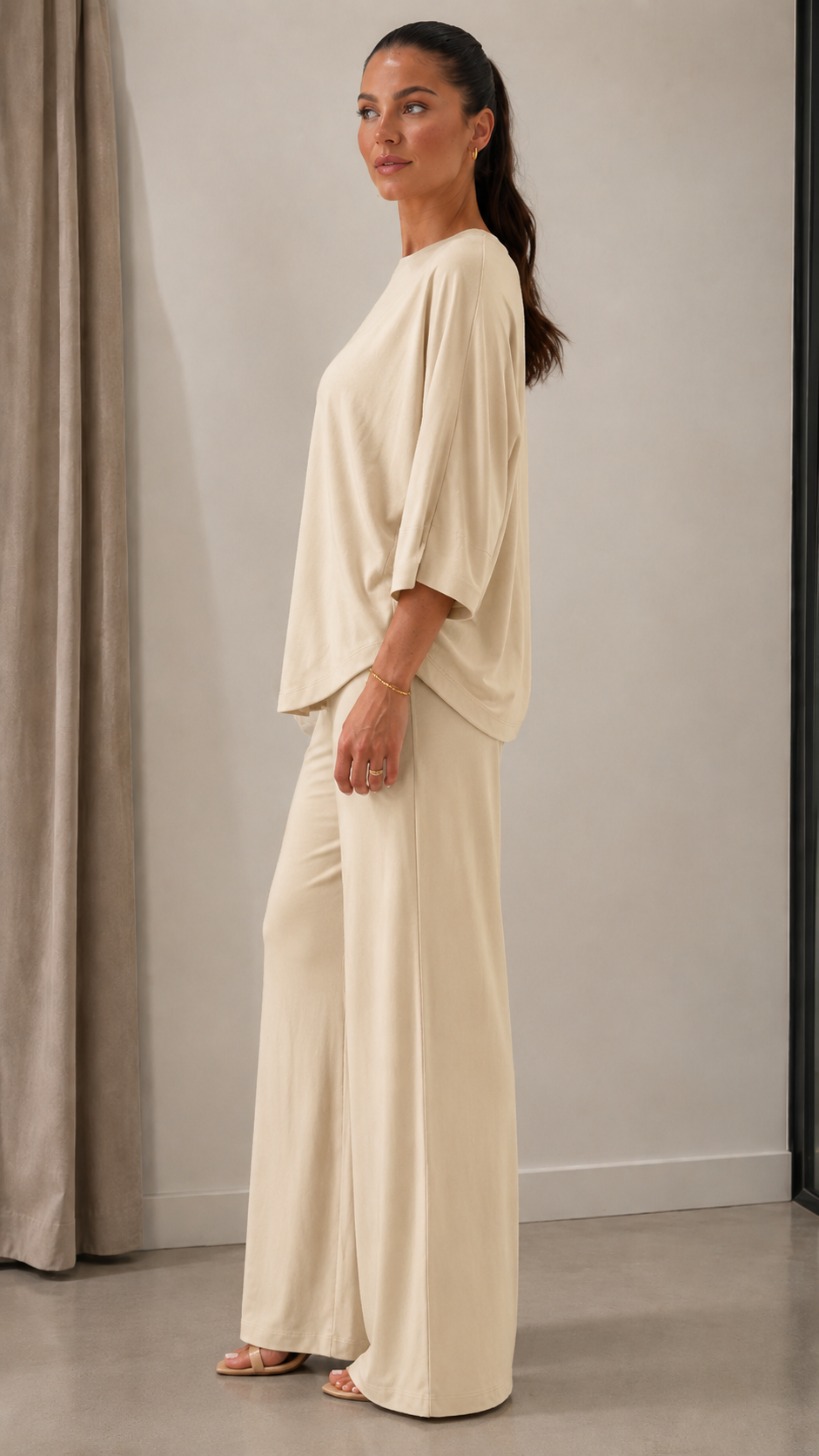 Knotted Oversized Wide-Leg Two-Piece Set