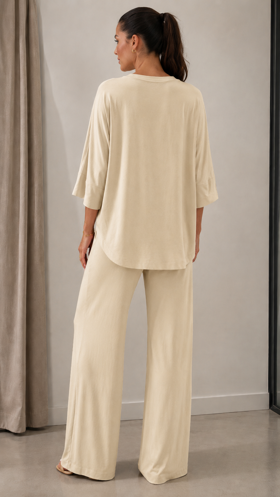 Knotted Oversized Wide-Leg Two-Piece Set