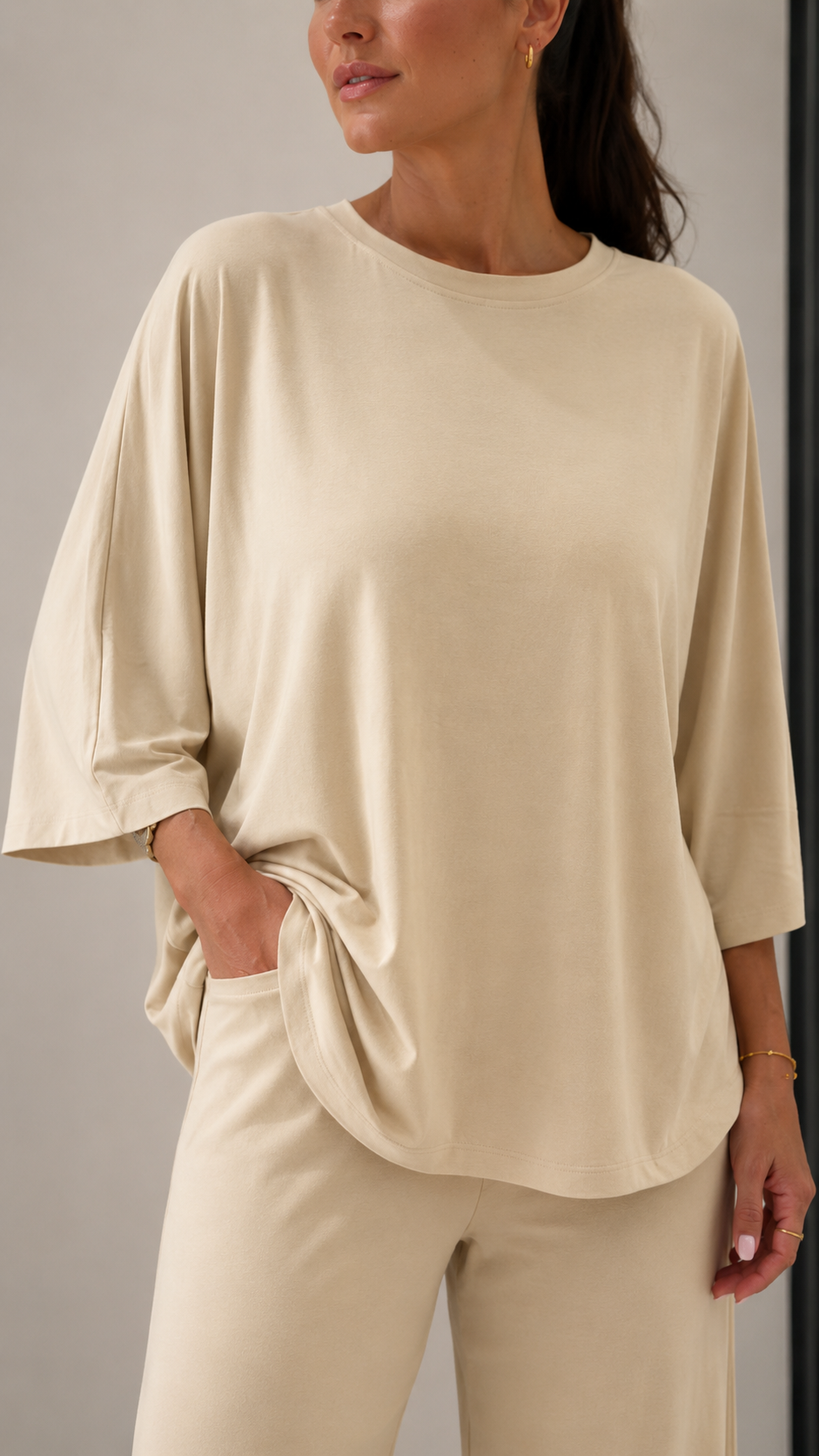 Knotted Oversized Wide-Leg Two-Piece Set