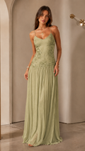 Romantic Lace Embroidered Spaghetti Strap Maxi Dress