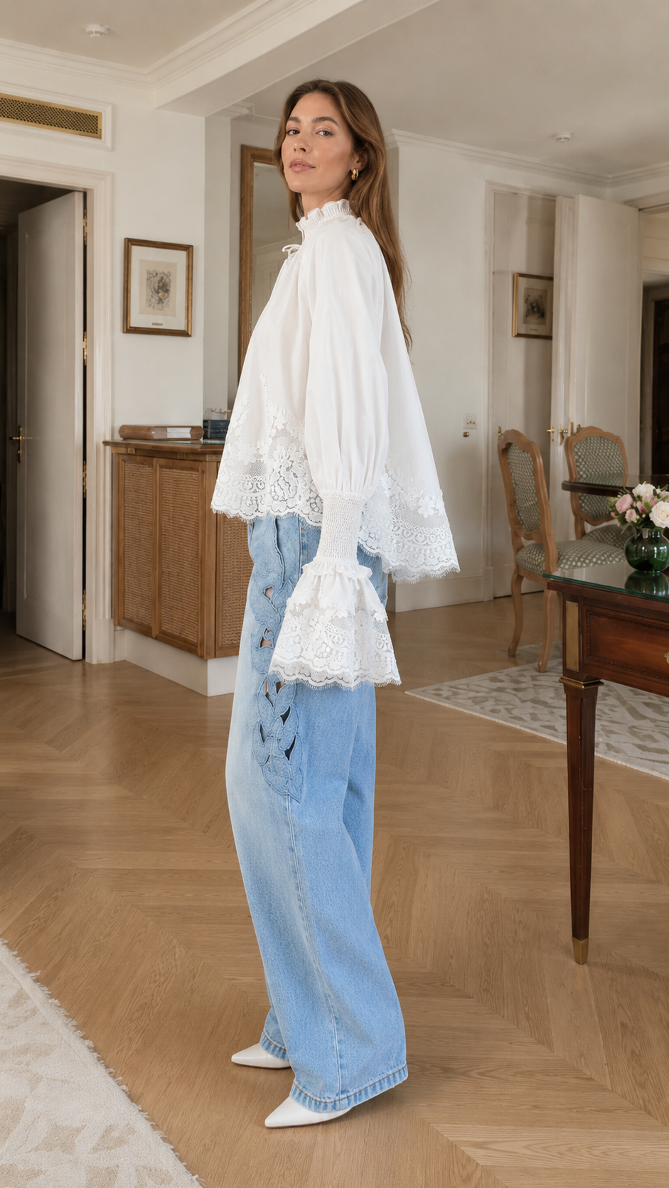 Romantic Lace Puff Sleeve Blouse