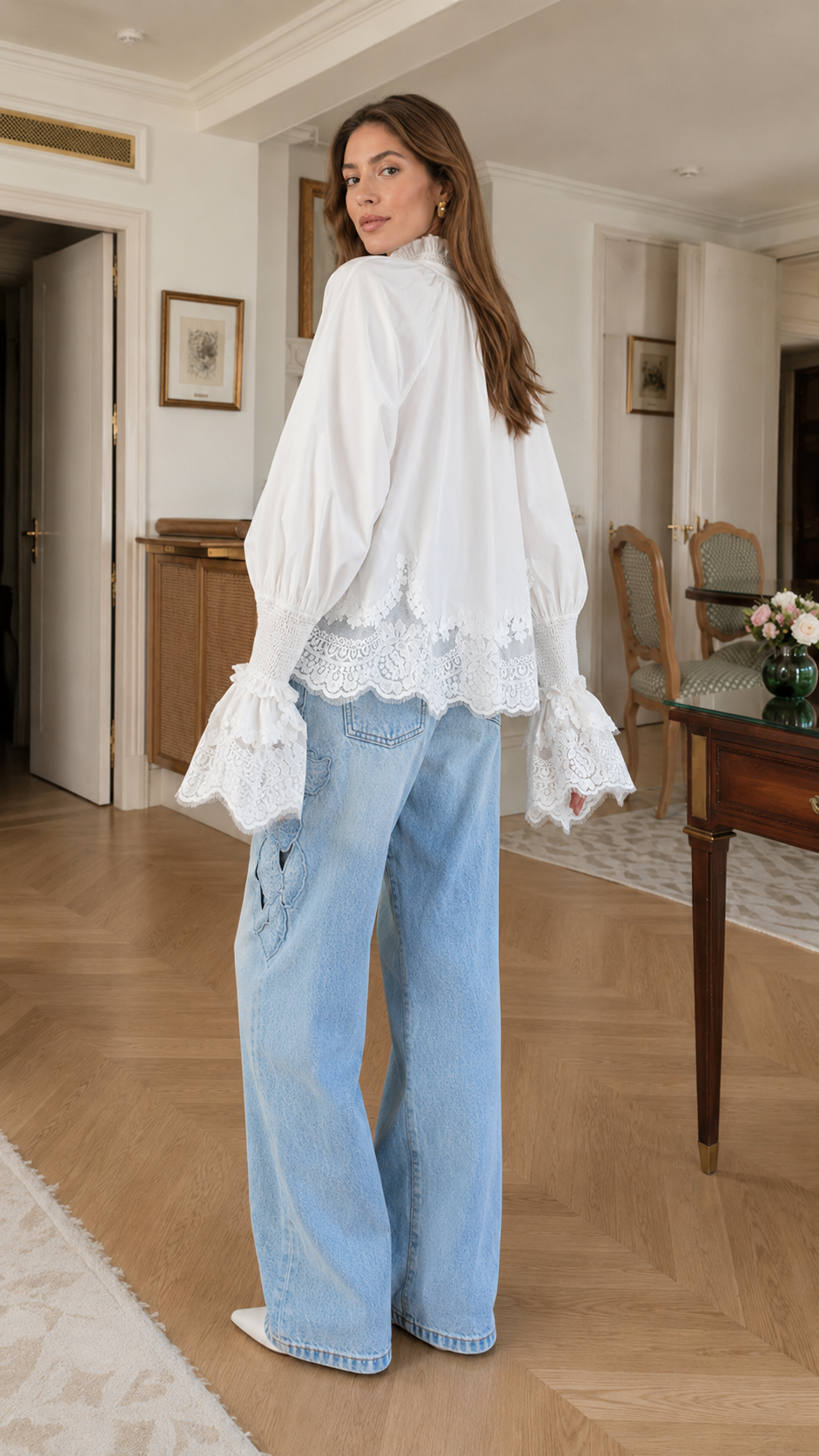 Romantic Lace Puff Sleeve Blouse