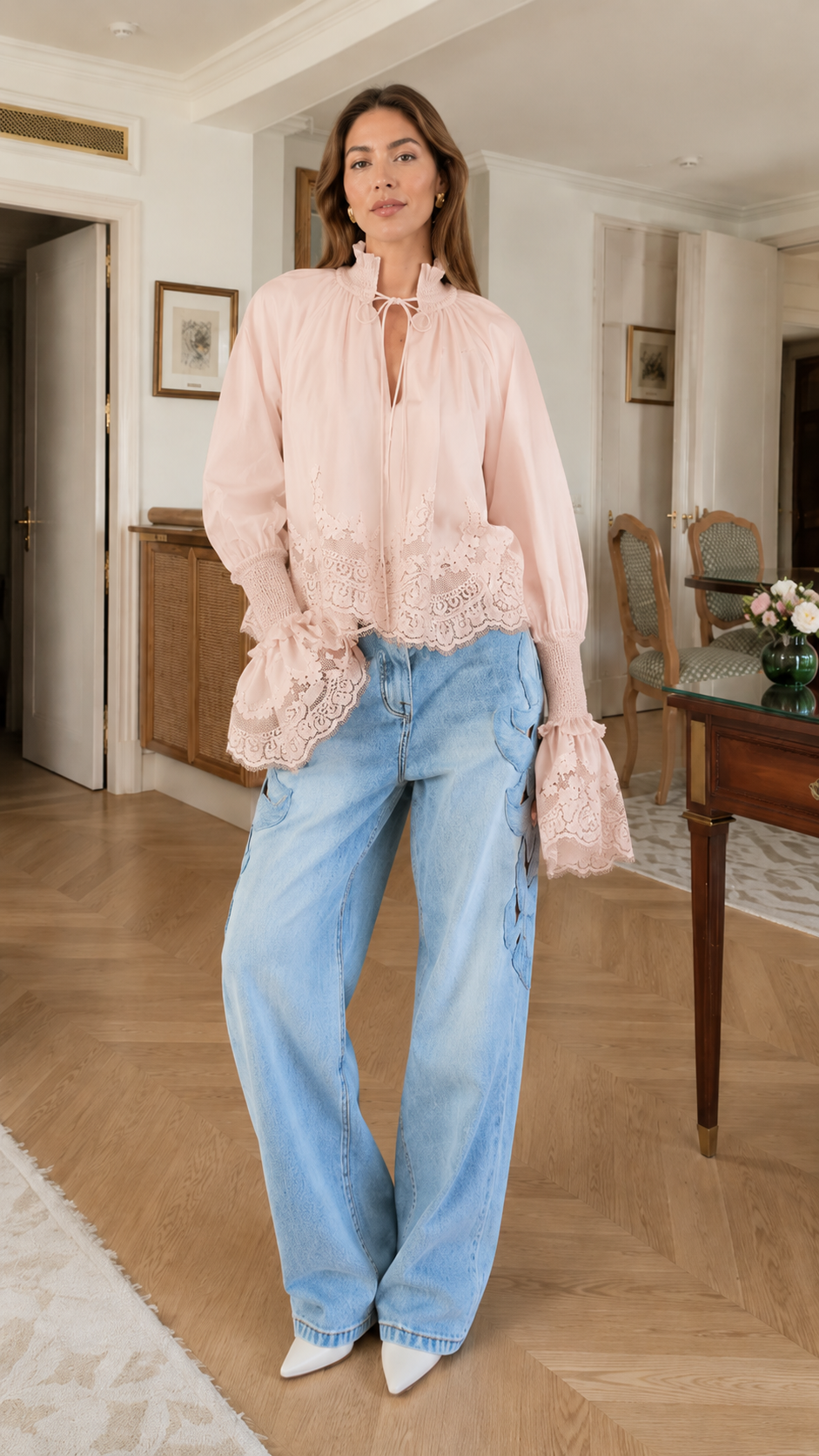 Romantic Lace Puff Sleeve Blouse