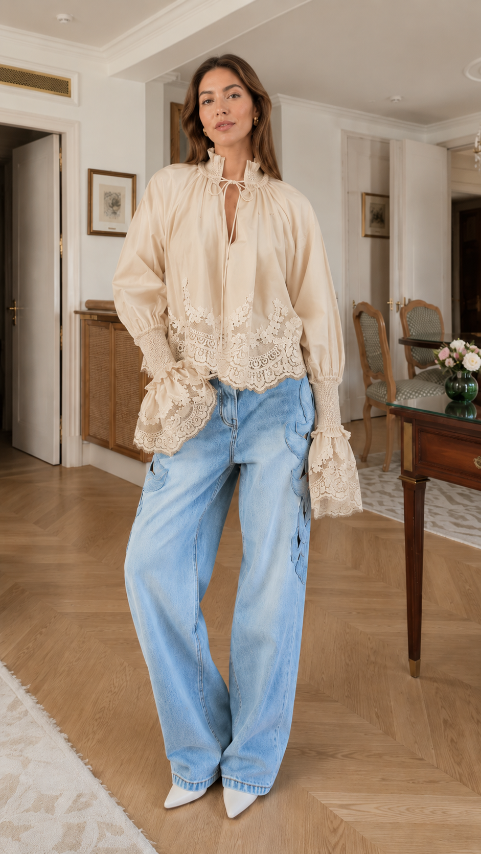 Romantic Lace Puff Sleeve Blouse