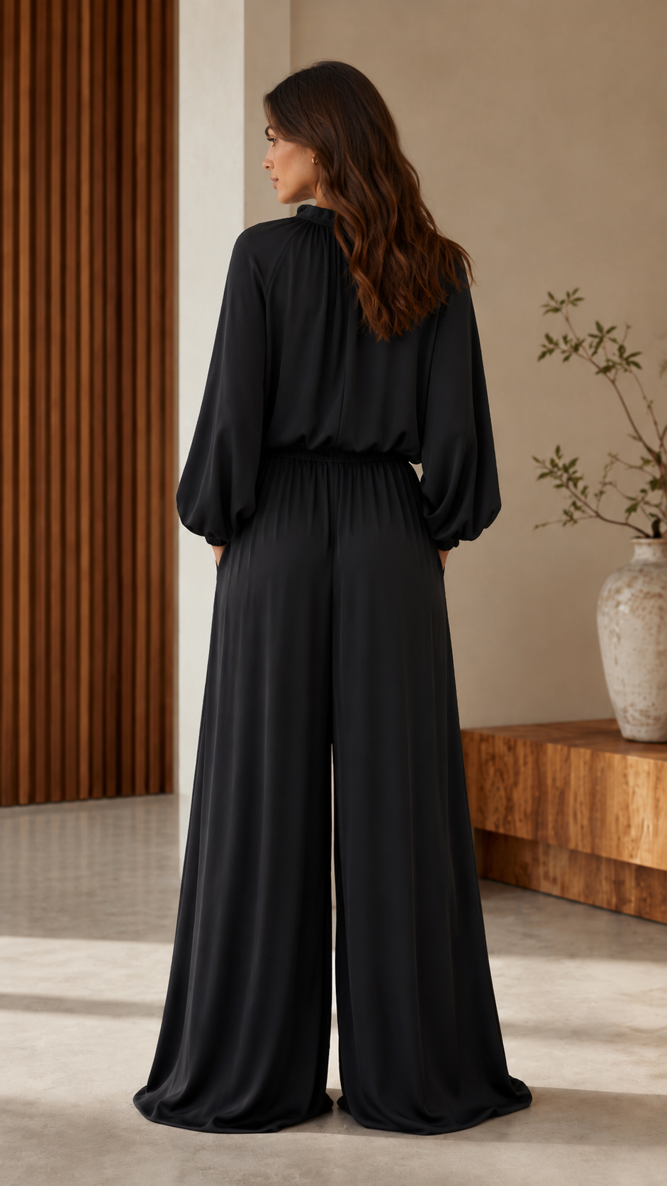 Elegant Tie-Neck Wide-Leg Jumpsuit