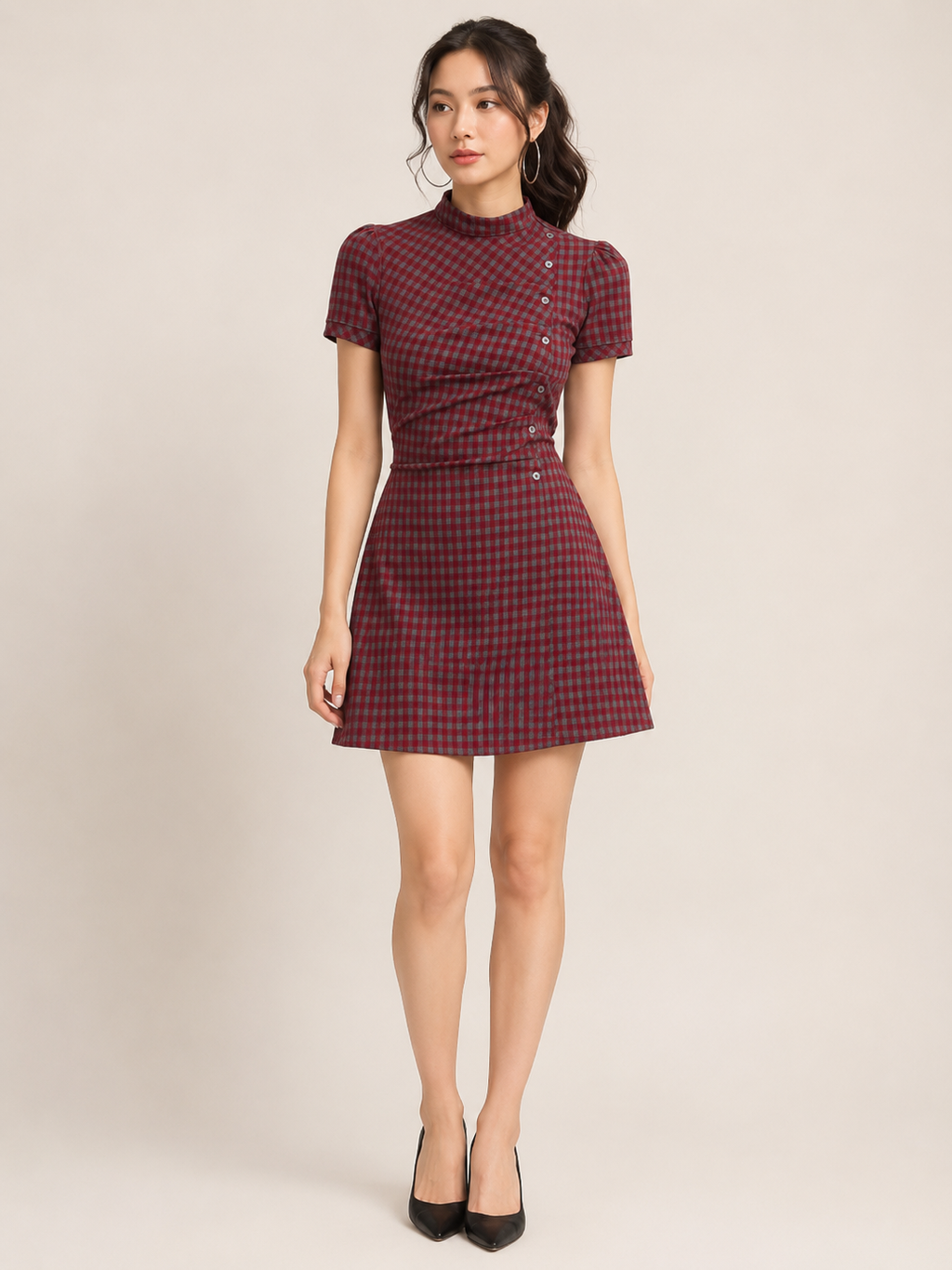 Vintage Rouge Plaid Mini Dress
