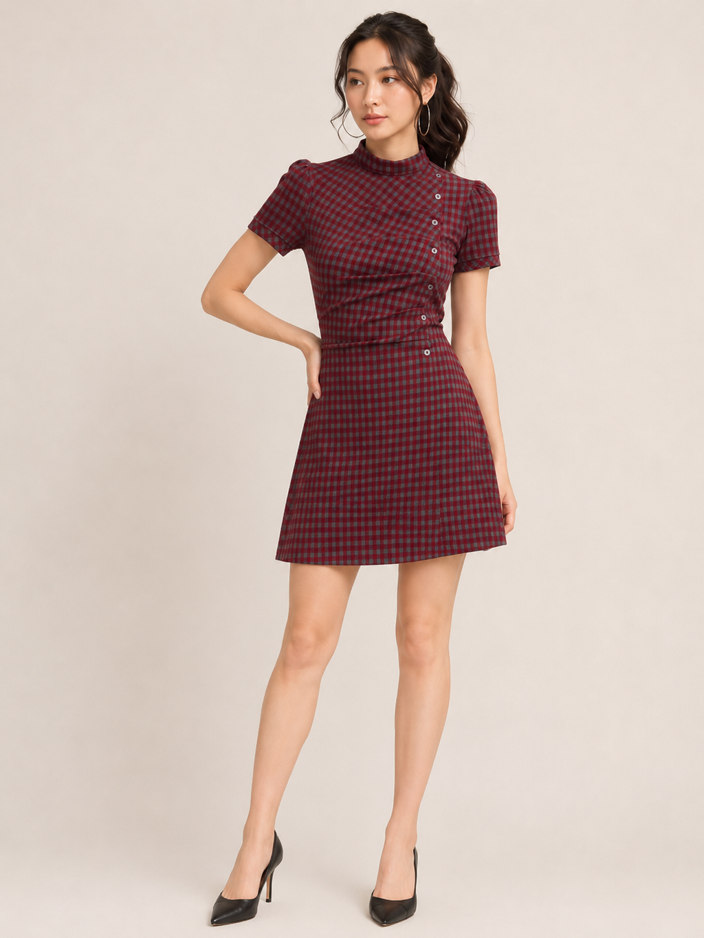 Vintage Rouge Plaid Mini Dress