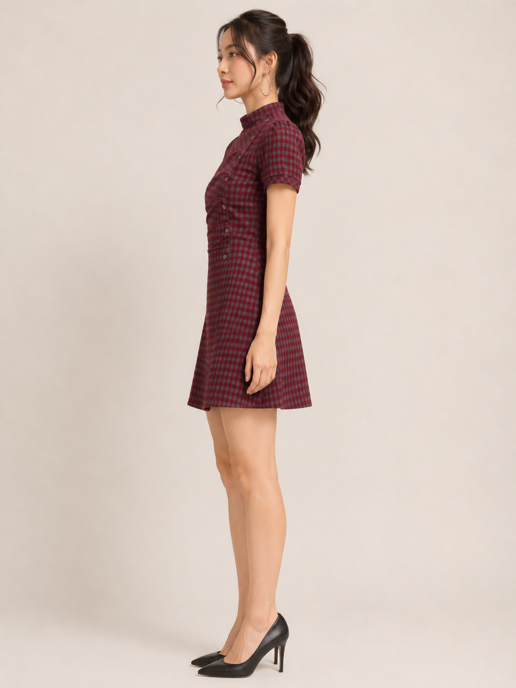 Vintage Rouge Plaid Mini Dress