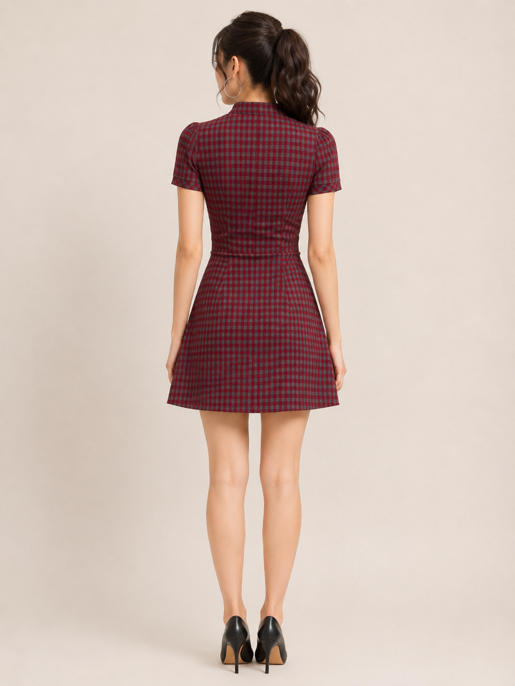Vintage Rouge Plaid Mini Dress