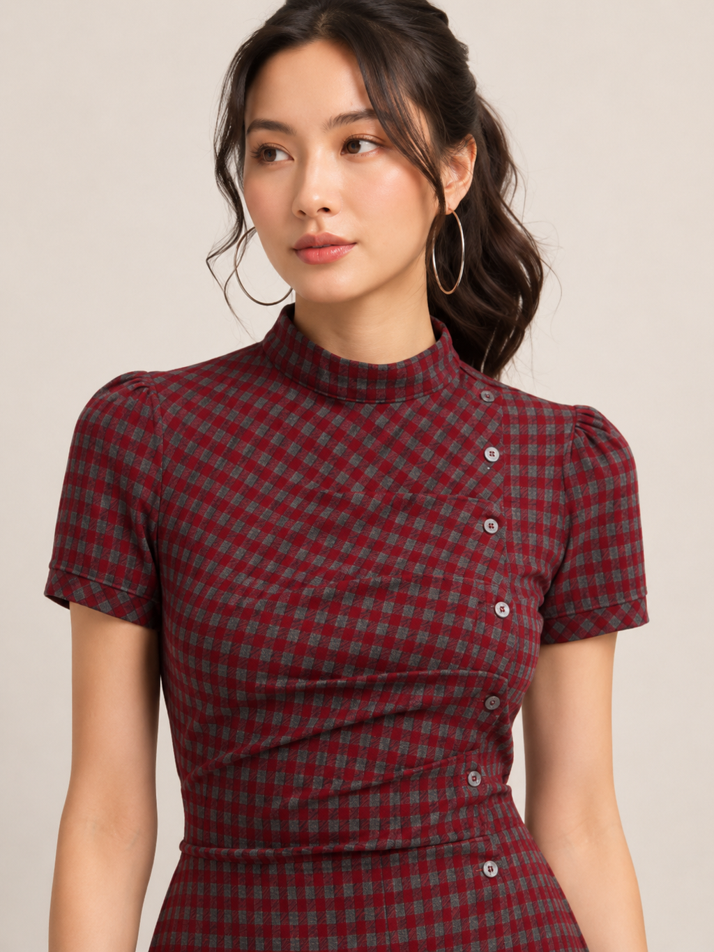 Vintage Rouge Plaid Mini Dress