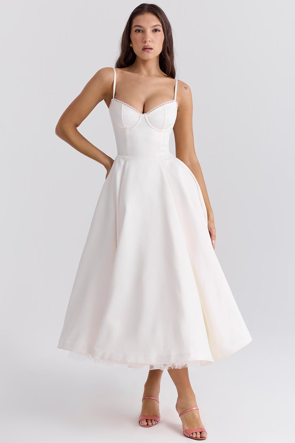 Ivory Tulle Midi Dress