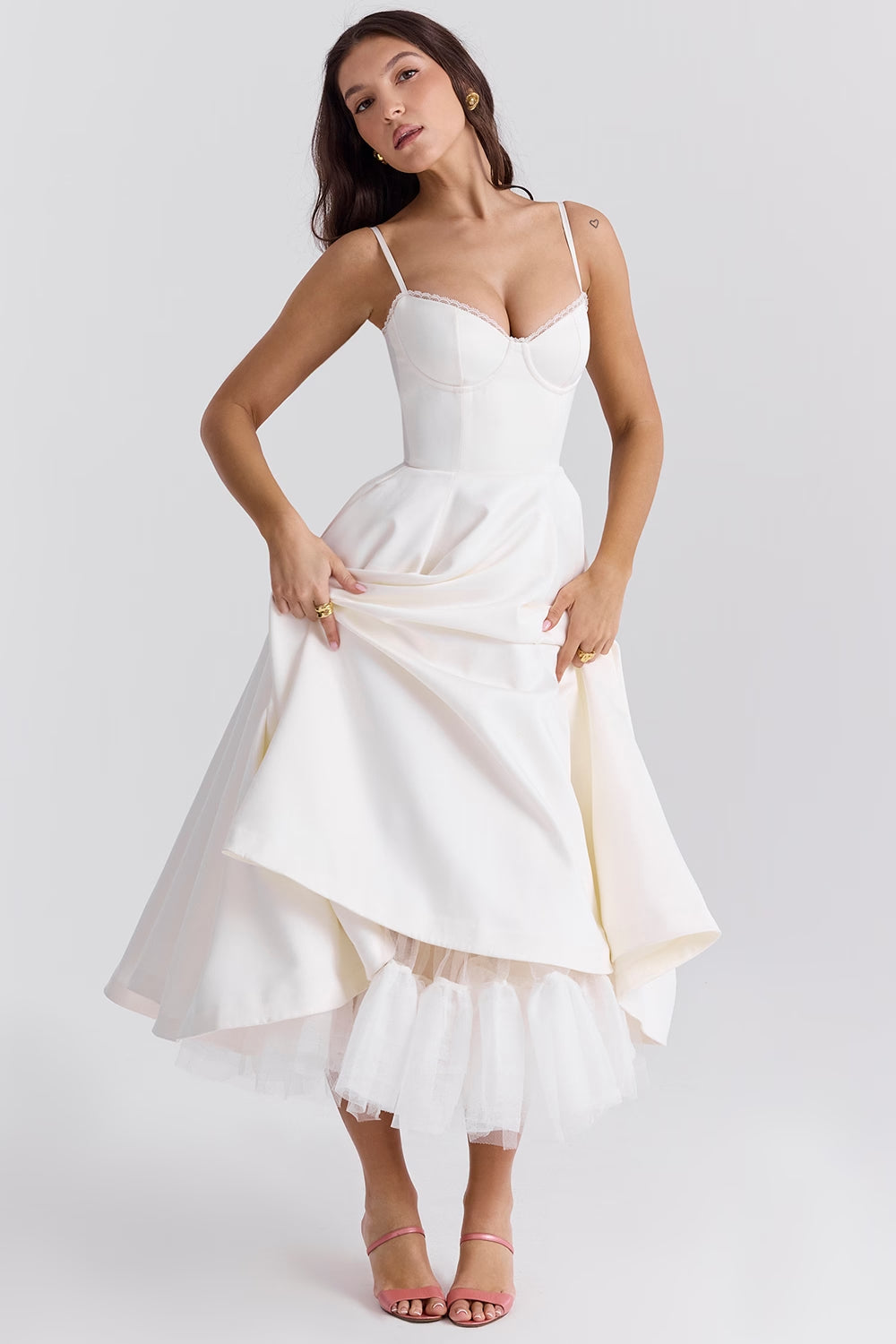 Ivory Tulle Midi Dress