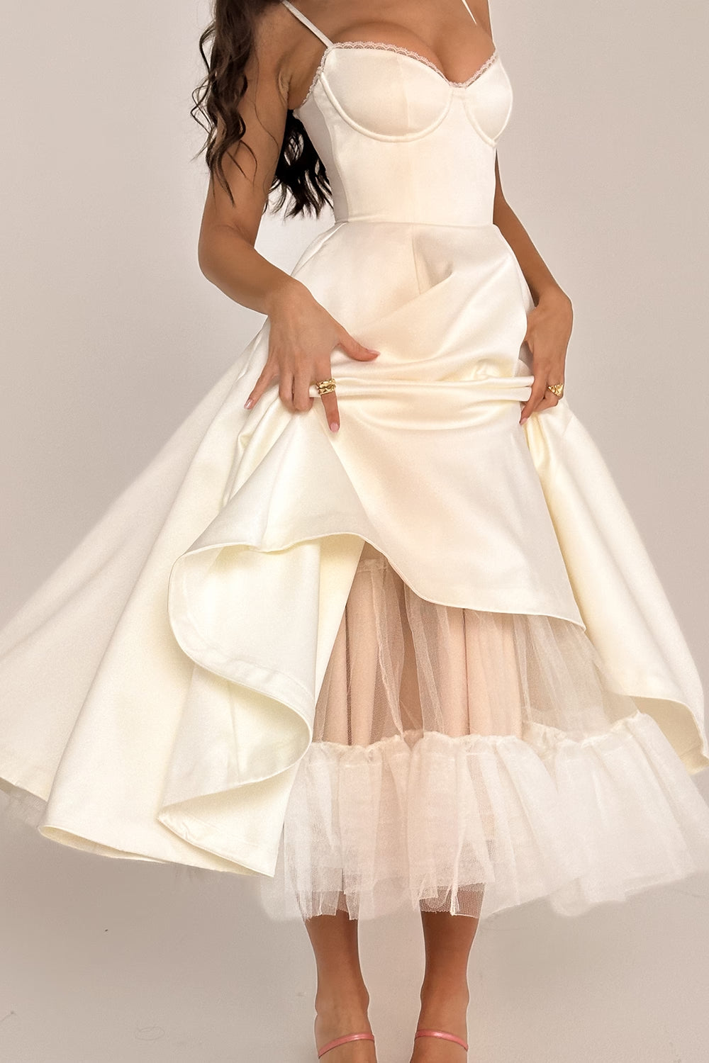 Ivory Tulle Midi Dress