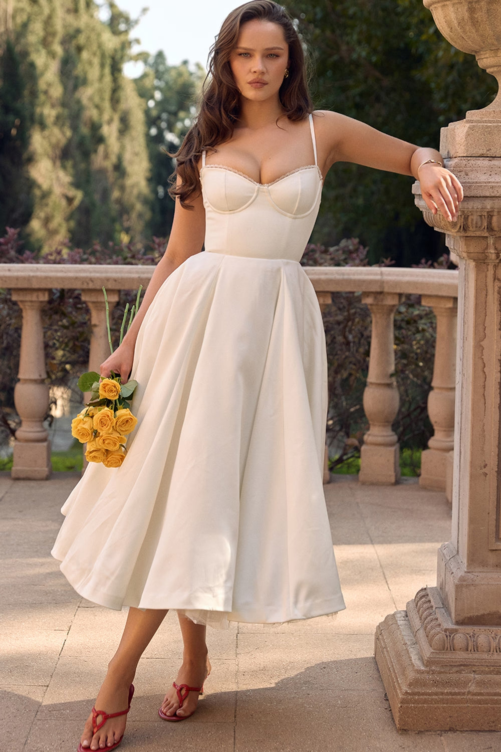 Ivory Tulle Midi Dress
